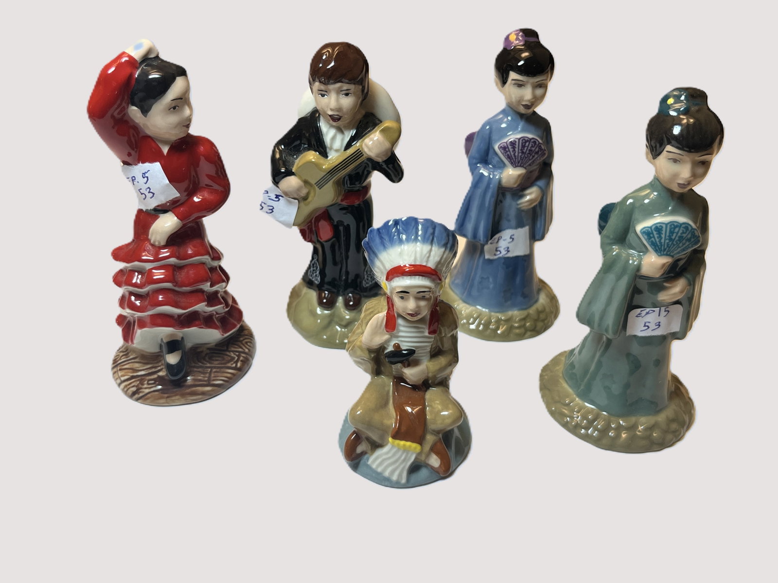 5 Wade Children of the World 1000 Limited Edition Porcelain Figures: Collection of five Wade England “Children of the World” limited-edition porcelain figures, each produced in an edition of only 1,000. Colorfully glazed figures depict children representing dif