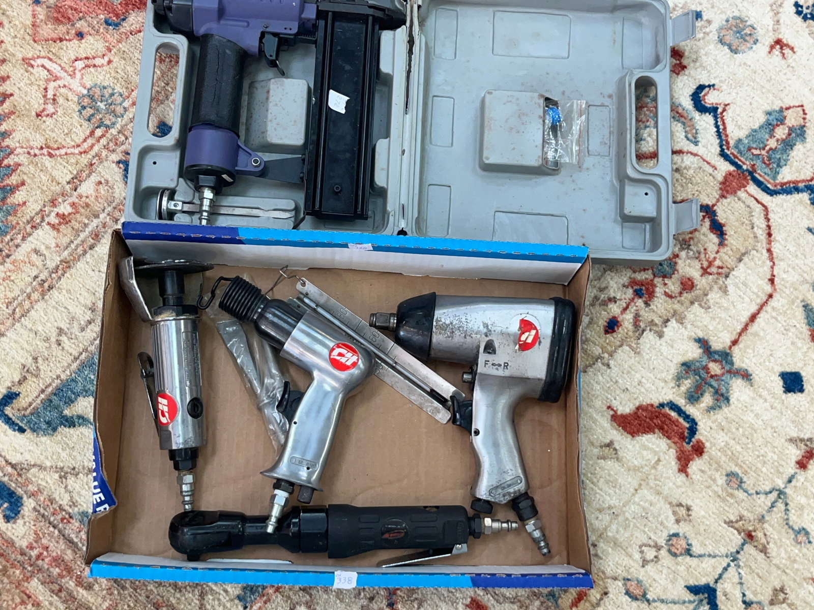 Lot of 5 Pneumatic Air Tools ? Impact Wrench, Ratchets, Air Hammer & Nailer (1 of 2)
