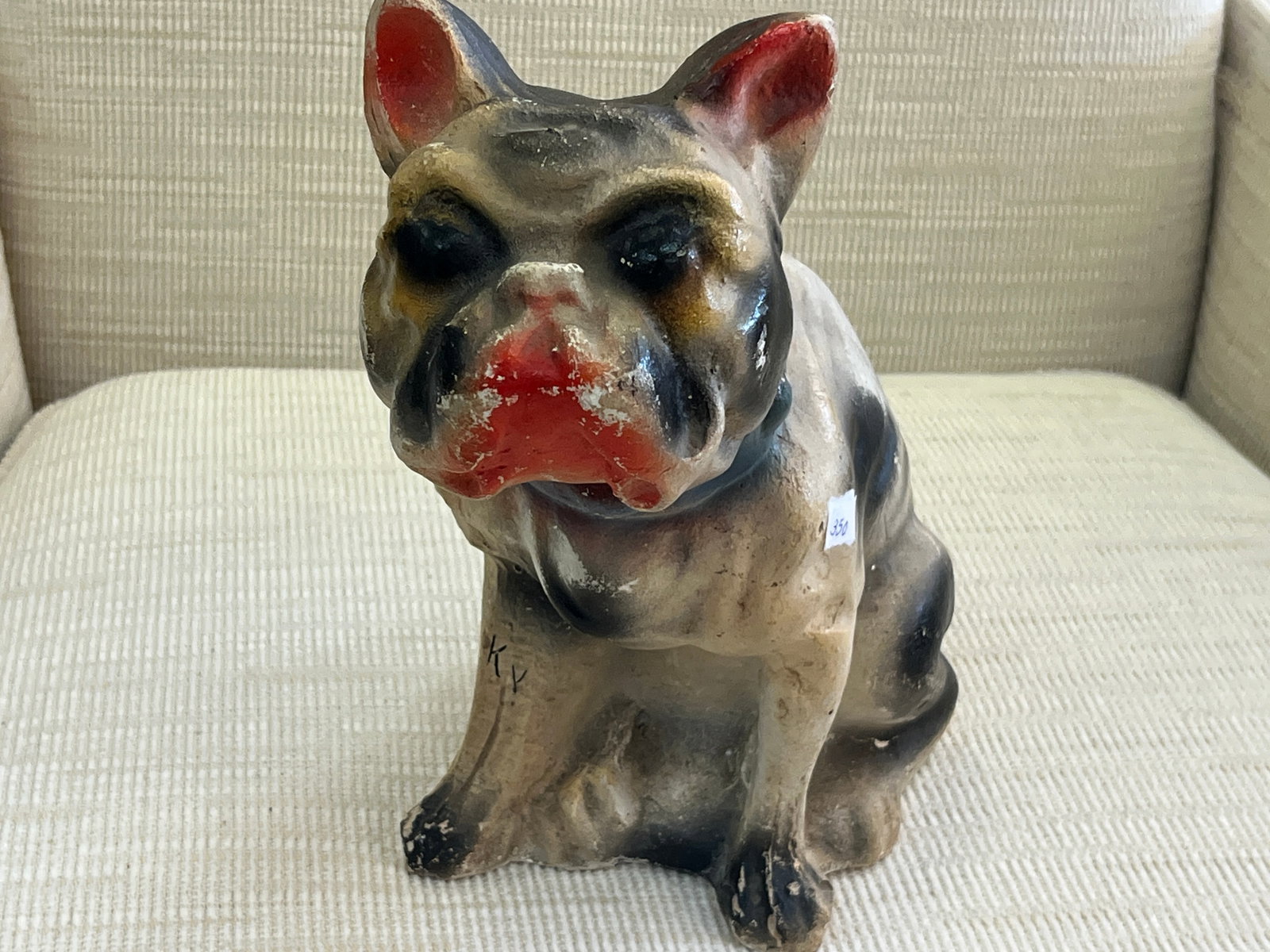 VTG Carnival Prize Chalkware Plaster Bulldog Dog Figurine (1 of 4)