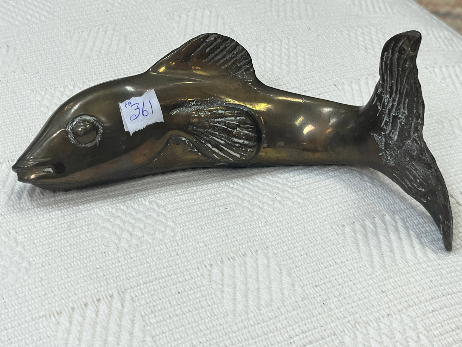 VTG Cast Brass Fish Sculpture / Figurine ? 7" W (1 of 2)
