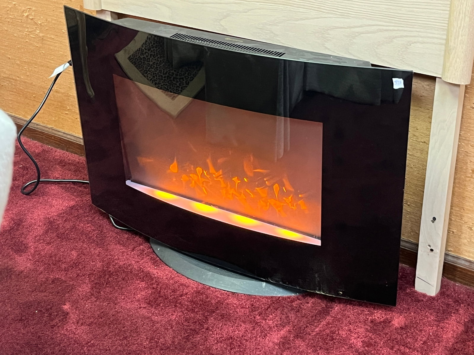 Modern Curved Glass Electric Fireplace Heater w/ LED Flame ? 1500W ? 23.5" H x 35" W (1 of 3)