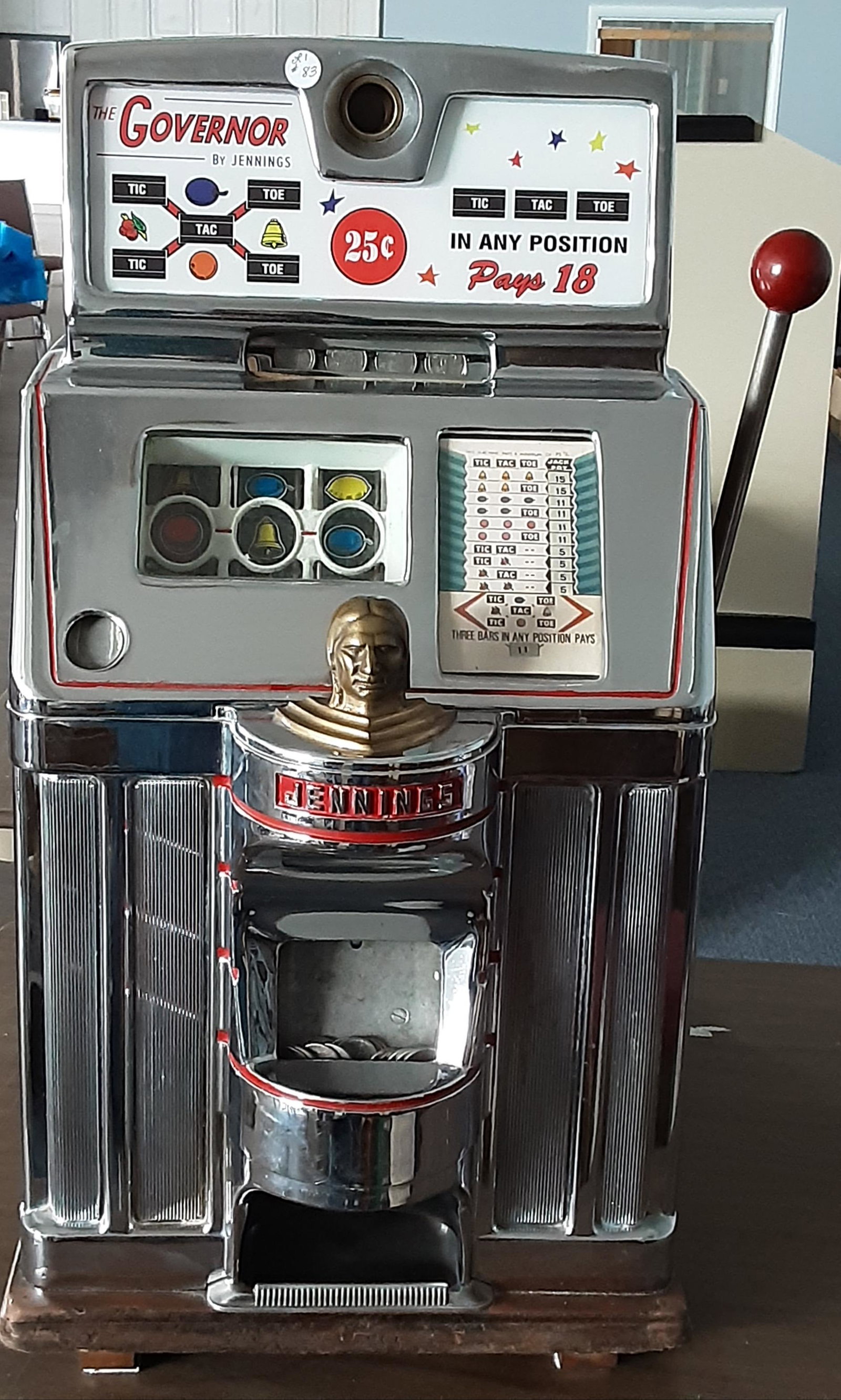 Outstanding Jennings slot machine: Outstanding Jennings slot machine. Works great and still has a lot of quarters in the till and some are silver dated 1964 and back. A real showpiece, highly collectible and when offered for sale comma