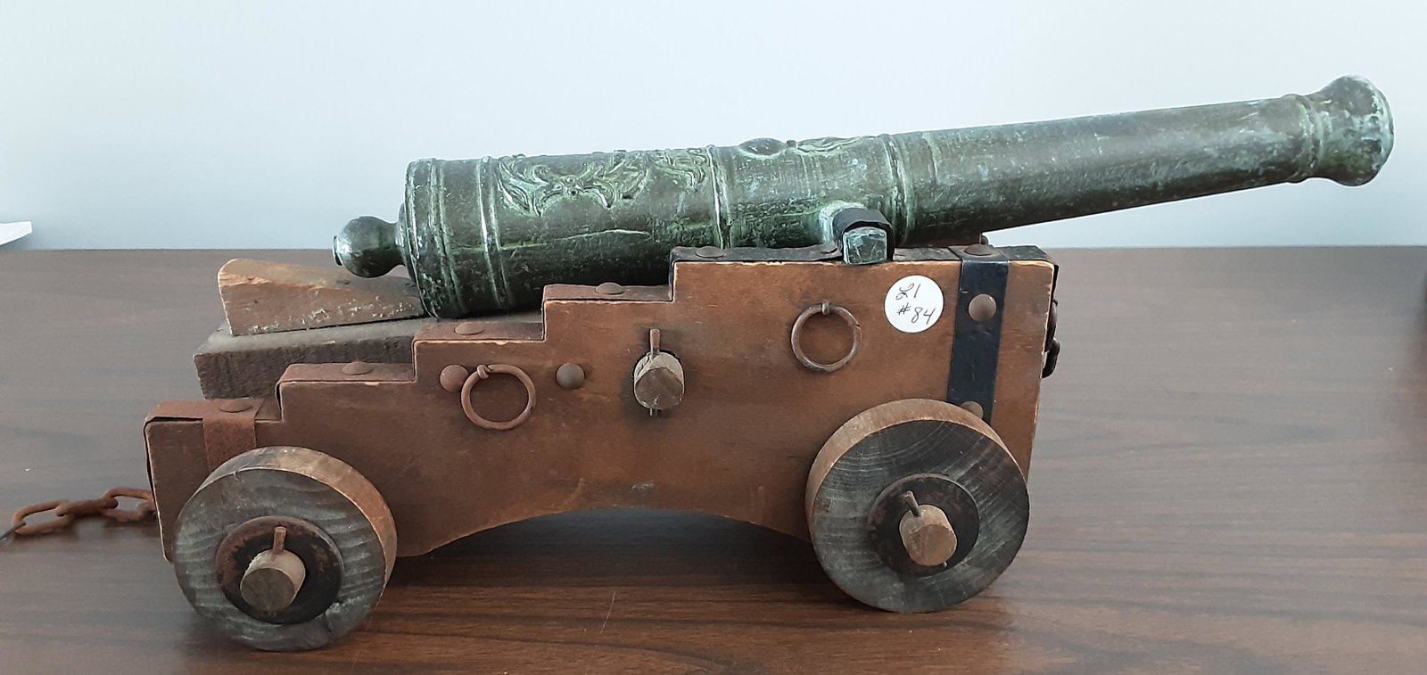 Antique bronze barrel ship signal cannon: Antique bronze barrel ship signal cannon. You're bidding on a very nice old cannon measuring approximately 20 inches long in length by 8 1/2 inches high. A real showpiece ready to be displayed on your