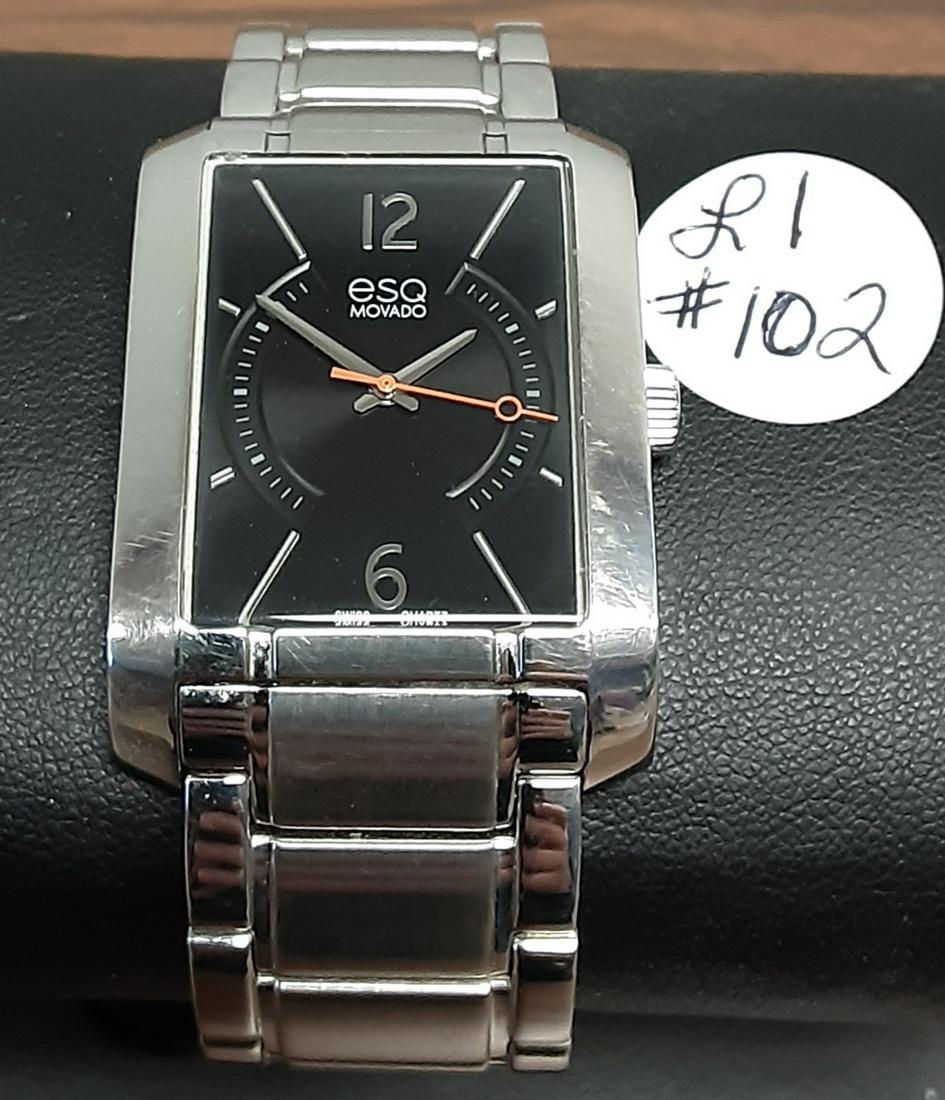 Men’s 1980s/1990s Esq Movado wristwatch: Men’s 1980s/1990s Esq Movado wristwatch. A fantastic wristwatch with a great look. May need a battery.