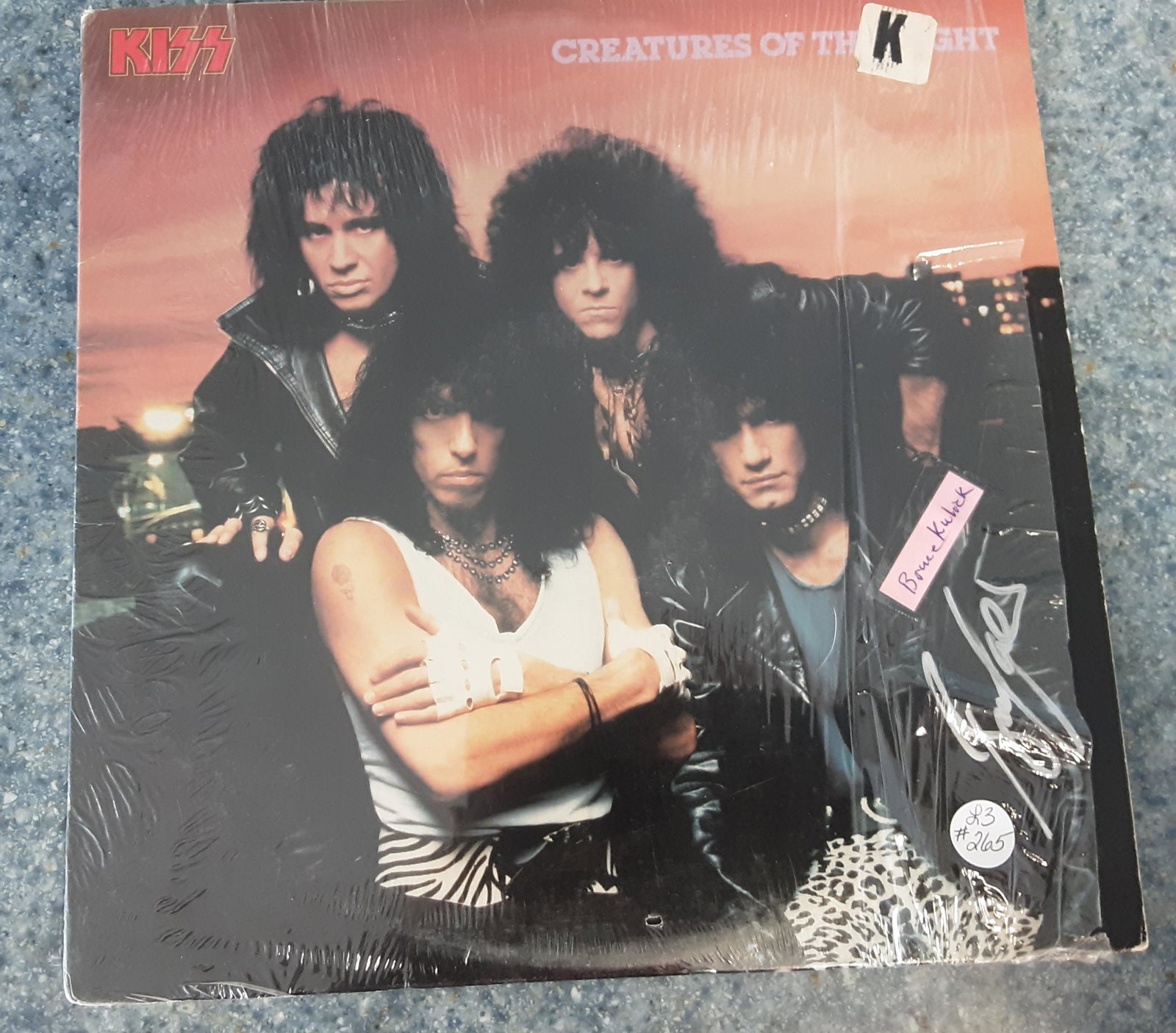 Kiss album Creatures of the Night , autographed by: Original Kiss album Creatures of the Night , autographed by Bruce Kulick, a guitarist for Grand Funk railroad and the Kiss rock and roll band. A great addition to your collection.