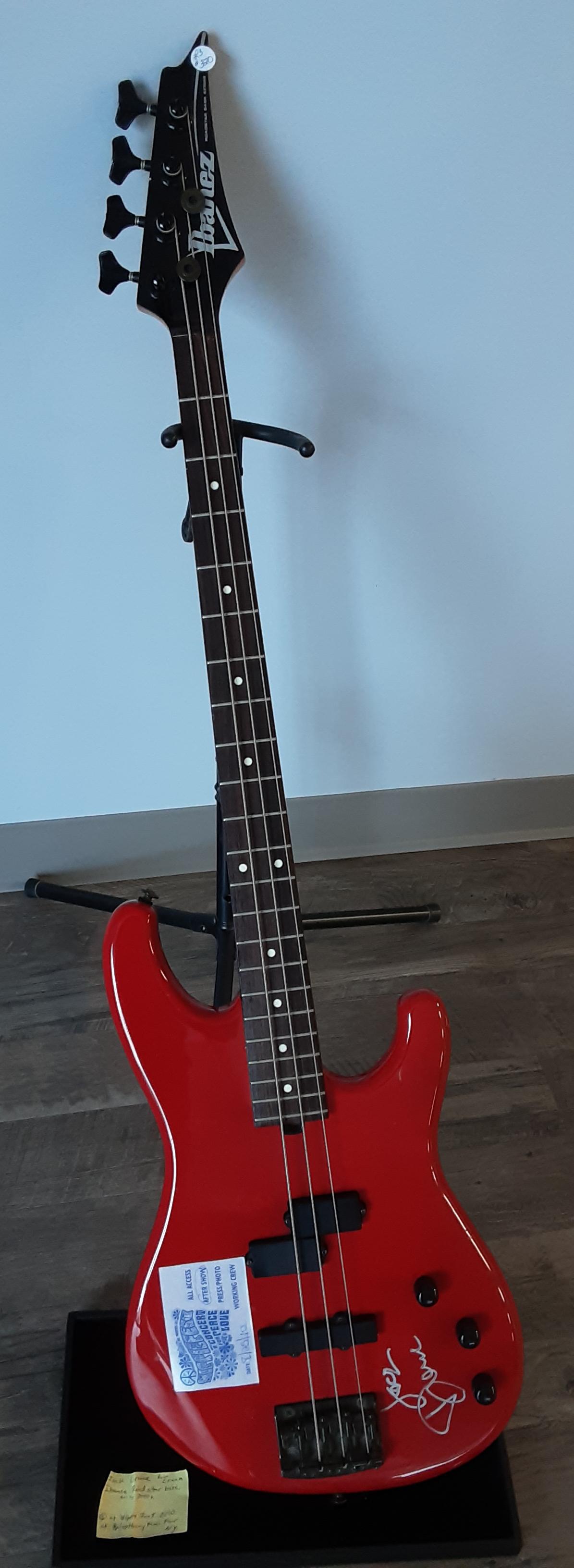 Bass, autographed by Jack Bruce of Cream: Fantastic red Ibanez roadstar bass. Hand signed and autographed by Jack Bruce of cream. A fabulous addition to your collection.