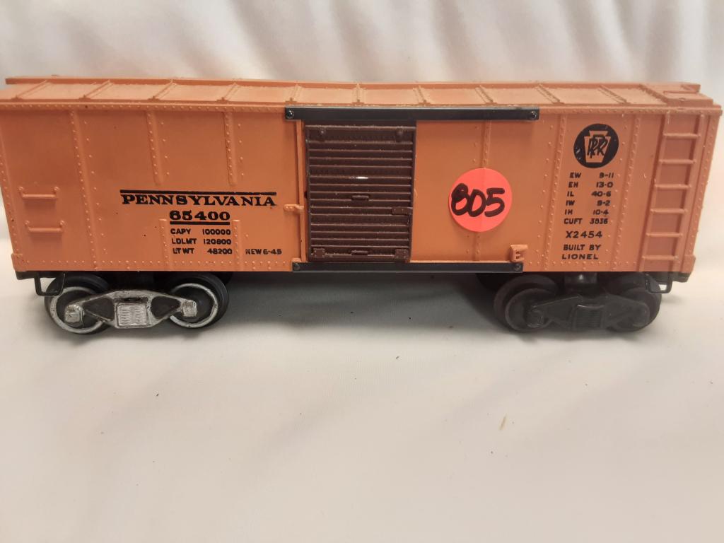 LIONEL PENNSYLVANIA 65400 BOXCAR YOU ARE BIDDING ON A: YOU ARE BIDDING ON A LIONEL PENNSYLVANIA 65400 BOXCAR... A GREAT ADDITION TO YOUR COLLECTION!