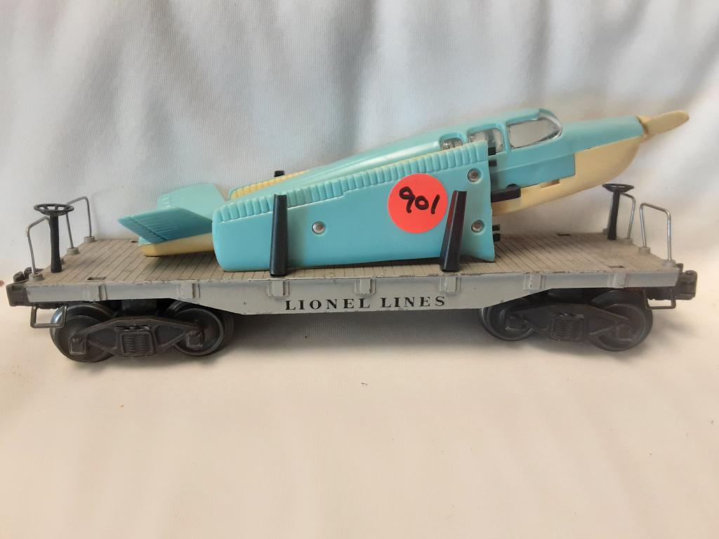LIONEL LINES FLAT BED CAR WITH AIRPLANE: LIONEL LINES FLAT BED CAR WITH AIRPLANE