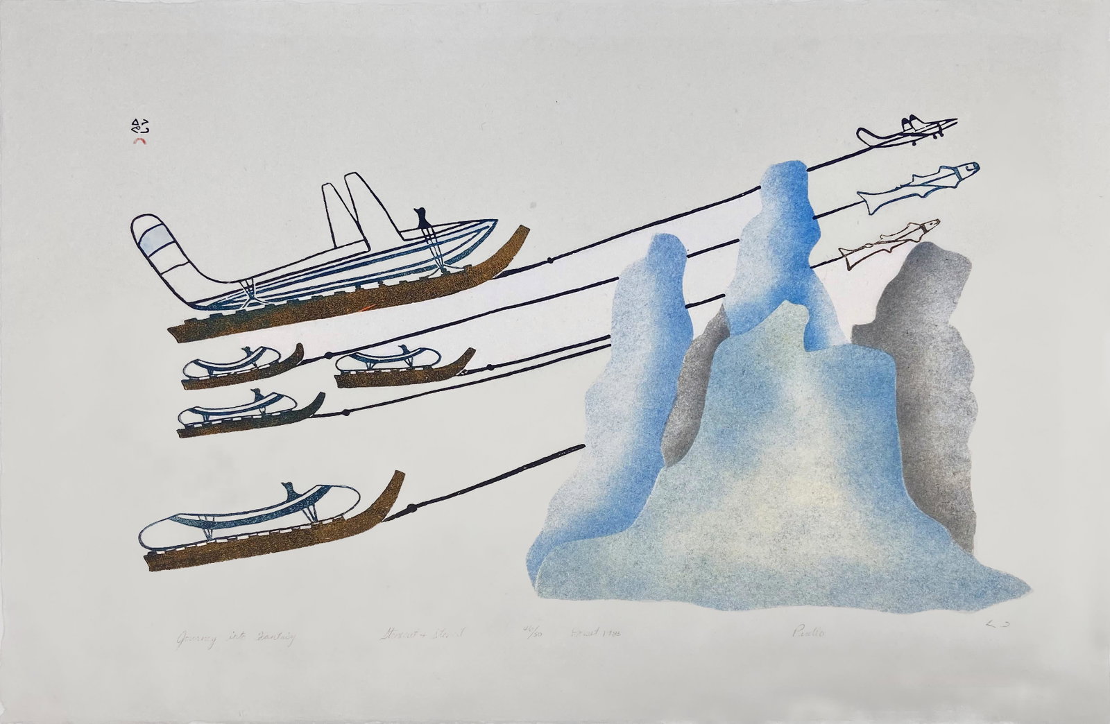 PUDLO PUDLAT, Journey into Fantasy, 1983 #40: PUDLO PUDLAT (1916-1992) KINNGAIT (CAPE DORSET) Printmaker: EEGYVUDLUK POOTOOGOOK (1931-1999 KINNGAIT (CAPE DORSET)Journey into Fantasy