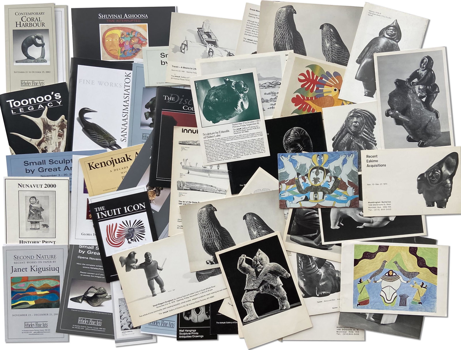 Quantity of Ephemera from Various Galleries: Quantity of Ephemera from Feheley Fine Arts, Isaacs/Innuit Gallery and Theo Waddington Galleries (Gallery Postcards, invitations, pamphlets, and small exhibition catalogues) 