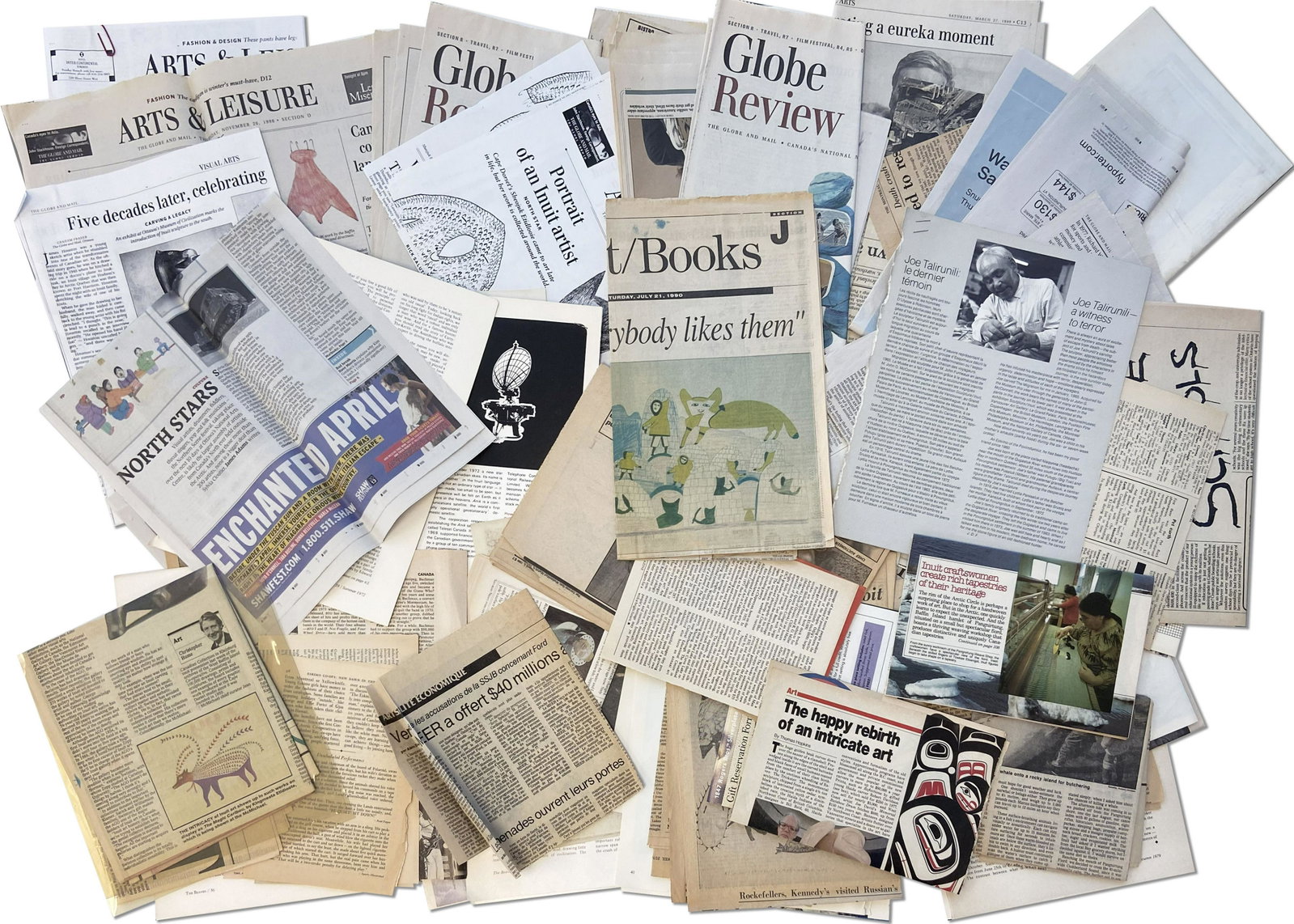 Quantity of Inuit And First Nations Clippings: Quantity of Inuit And First Nations Clippings Lot Includes: Paul Dumas, “L’art des Esquimaux du Canad