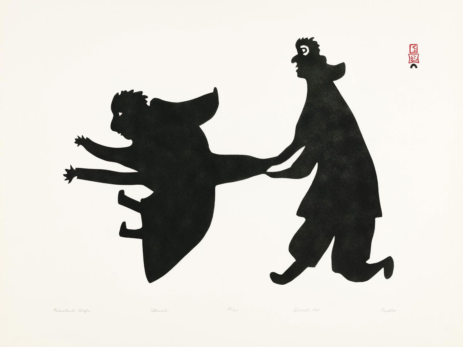 PUDLO PUDLAT, Inuit, Reluctant Wife, 1961 (2002 #2) (1 of 1)