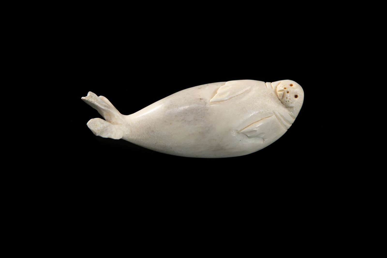 UNIDENTIFIED ARTIST, INUIT, Lounging Seal: UNIDENTIFIED ARTIST Lounging Seal antler, 1.25 x 3.5 x 1.25 in (3.2 x 8.9 x 3.2 cm) unsigned. Provenance Private Collection, Toronto.
