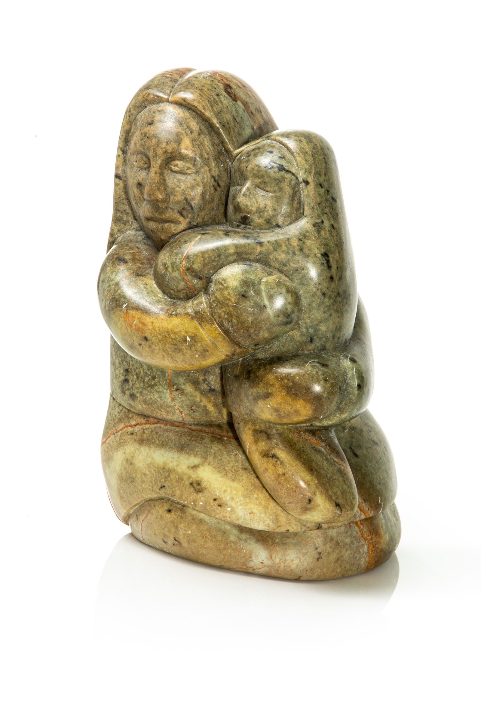 ABRAHAM ANGHIK RUBEN, INUIT, Mother Holding Swaddled: ABRAHAM ANGHIK RUBEN, O.C. (1951-) PAULATUK / SALT SPRING ISLAND, B.C Mother Holding Swaddled Child, 2004 stone, 13 x 8.5 x 6.5 in (33 x 21.6 x 16.5 cm) signed and dated "ANGHIK '04". Provenance A Bri