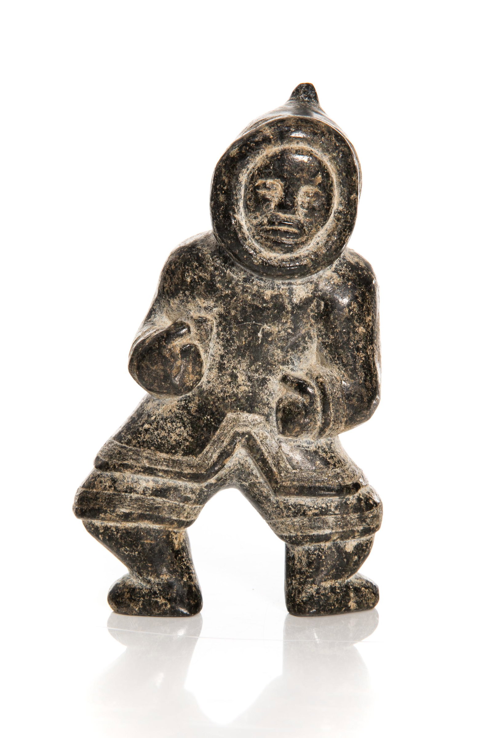 Possibly: QAQAQ (KAKA) ASHOONA, INUIT, Standing Figure, early mid 1950s: Possibly: QAQAQ (KAKA) ASHOONA (1928-1996) KINNGAIT (CAPE DORSET) Standing Figure, early mid 1950s stone, 5.5 x 3.5 x 5 in (14 x 8.9 x 12.7 cm) unsigned. Provenance Private Collection, USA.