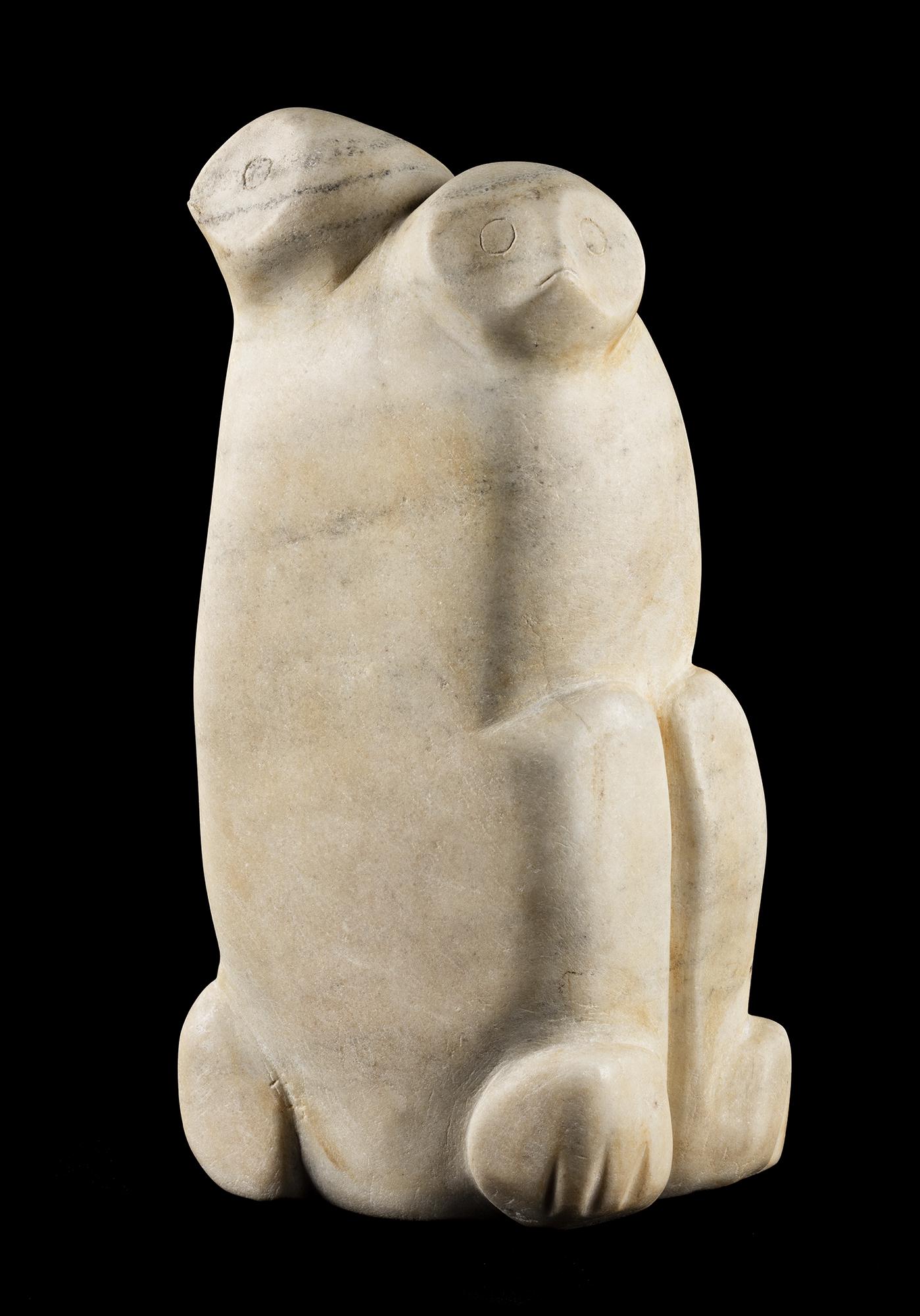 LATCHOLASSIE AKESUK, INUIT, Owl Couple, c. 1970-72: LATCHOLASSIE AKESUK (1919-2000) KINNGAIT (CAPE DORSET) Owl Couple, c. 1970-72 marble, 13.5 x 7 x 5.25 in (34.3 x 17.8 x 13.3 cm) unsigned. Provenance Waddington’s Auctions, Toronto, November 200