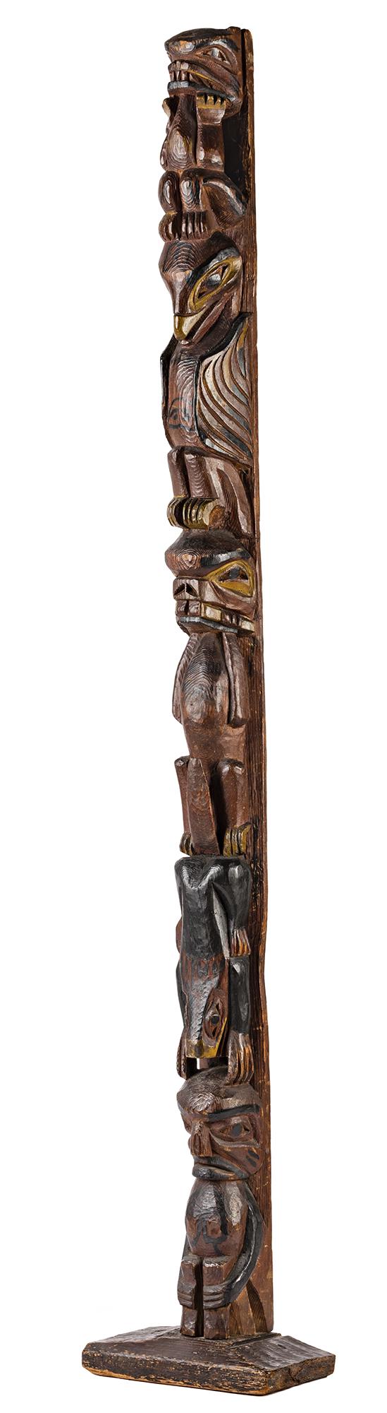 UNIDENTIFIED ARTIST, POSSIBLY TLINGIT OR TSIMSHIAN, Model Totem Pole, c. 1920s (1 of 5)