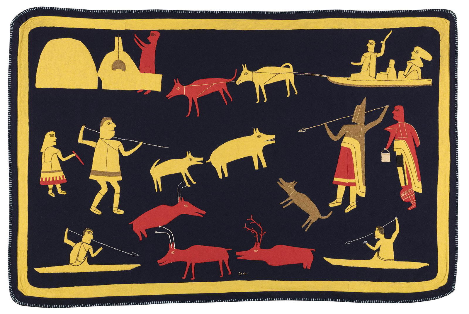 JESSIE OONARK, INUIT, Untitled Work on Cloth, c. 1966-68 (1 of 3)