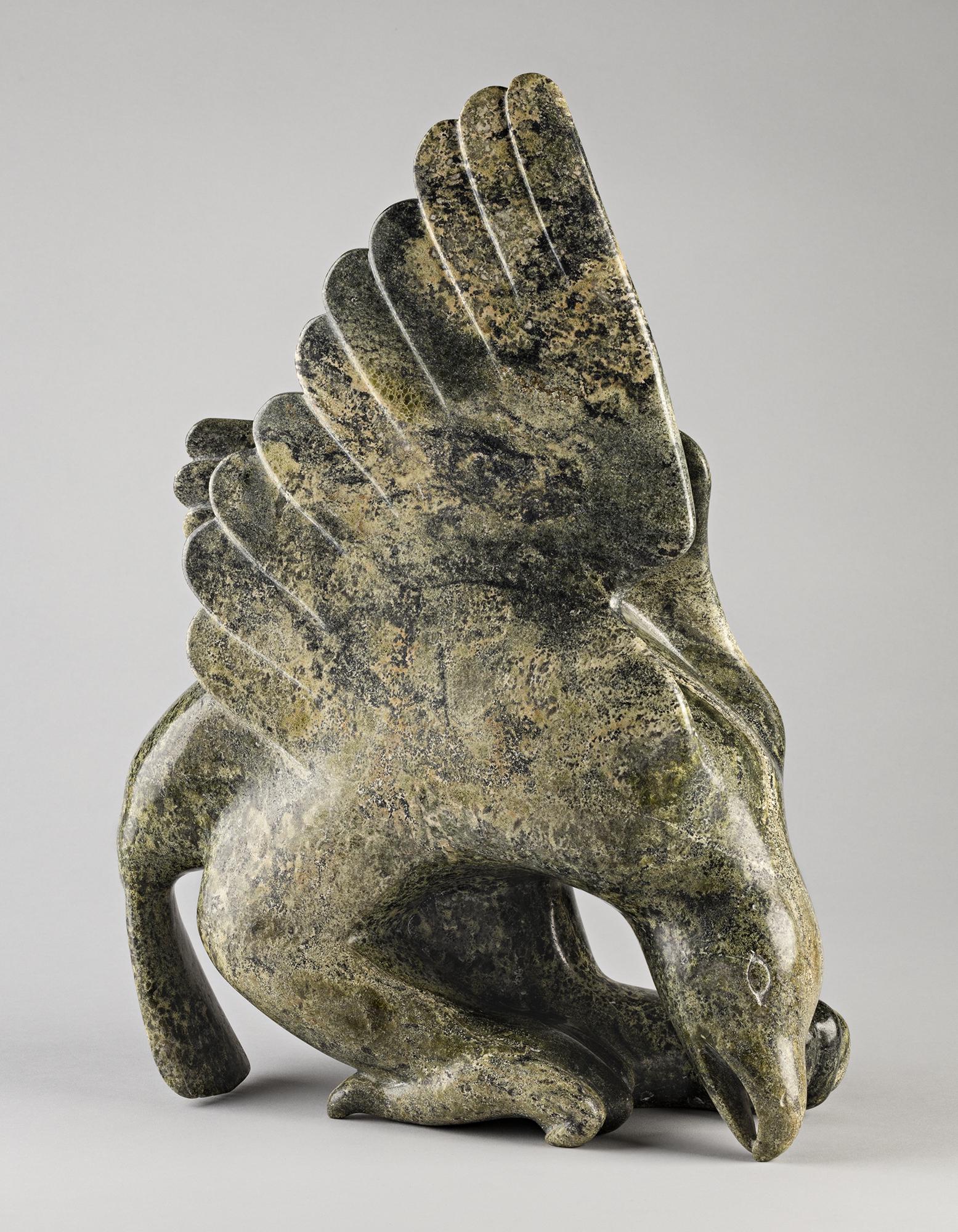 OVILOO TUNNILLIE, INUIT, Alighting Hawk, late 1980s (1 of 4)