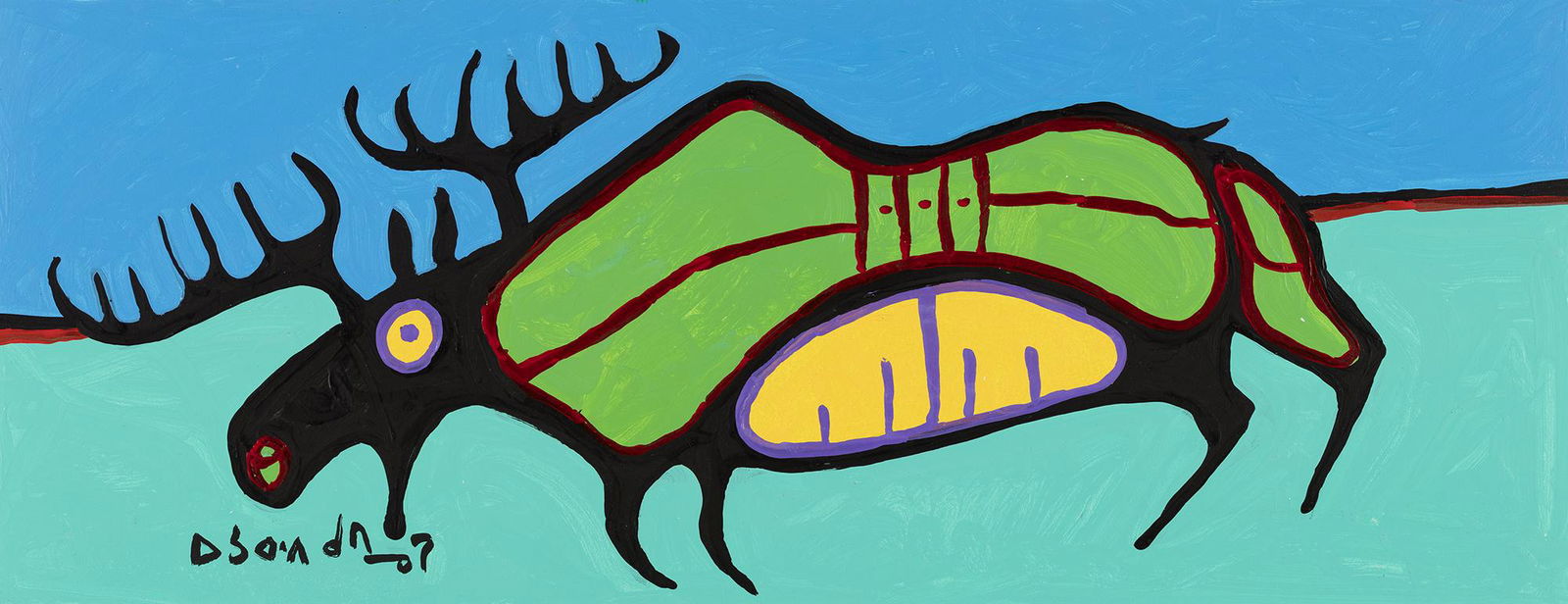 NORVAL MORRISSEAU, ANISHINAABE (OJIBWE), The Mighty and Sacred Moose, 1996 (1 of 4)