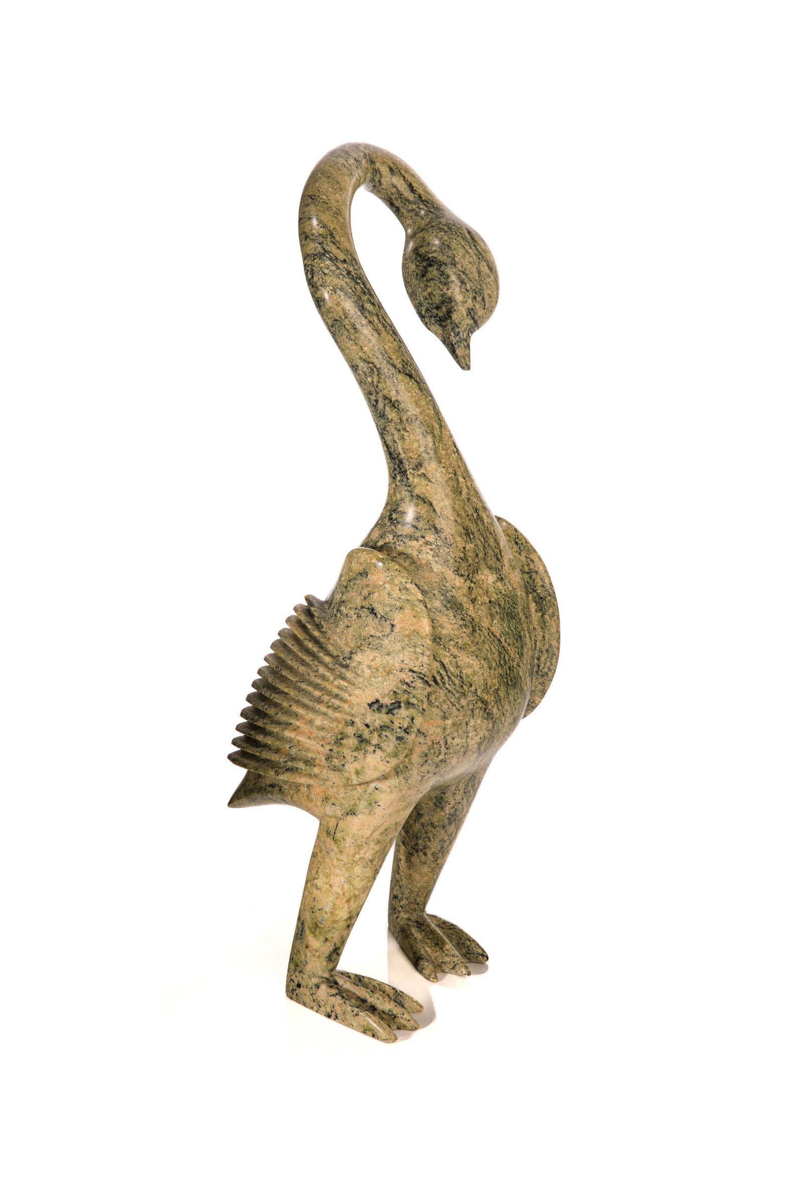POOTOOGOOK QIATSUQ, INUIT Preening Goose, 1990s: POOTOOGOOK QIATSUQ (1959-) KINNGAIT (CAPE DORSET) Preening Goose, 1990s stone, 17 x 5 x 7 in (43.2 x 12.7 x 17.8 cm) unsigned. Provenance Private Collection, Hamilton, Ontario. Like his father, Lukta 