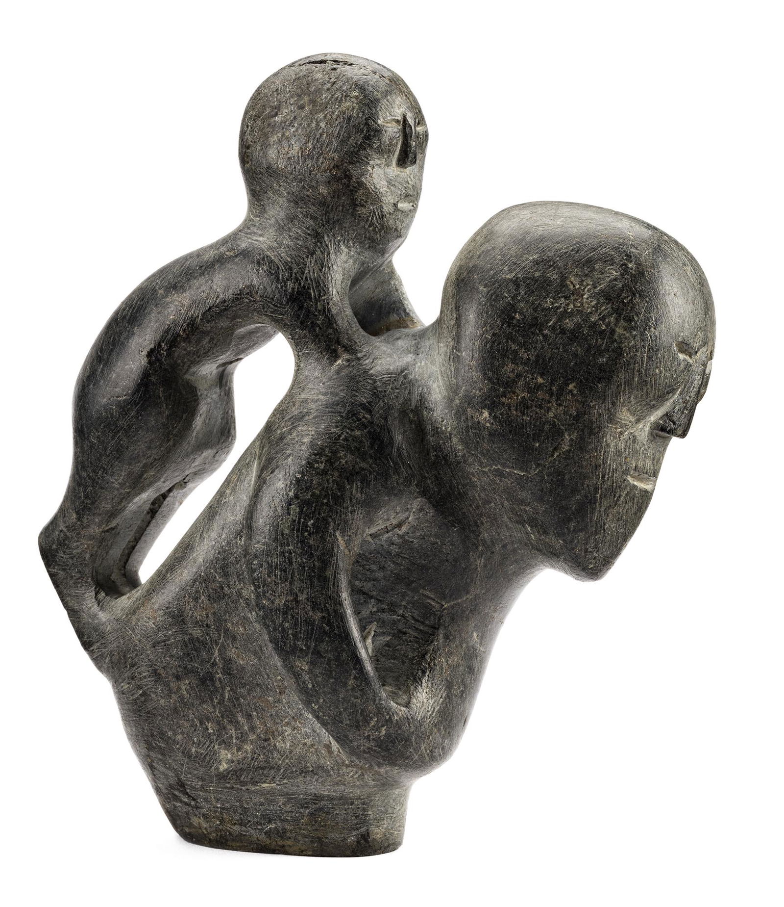 JOHN TIKTAK, R.C.A., INUIT, Mother and Child, 1965: Lot 58 JOHN TIKTAK, R.C.A. (1916-1981) KANGIQLINIQ (RANKIN INLET) Mother and Child, 1965 stone, 6 x 4.75 x 2.75 in (15.2 x 12.1 x 7 cm) unsigned; inscribed with a museum registration number [?] in an