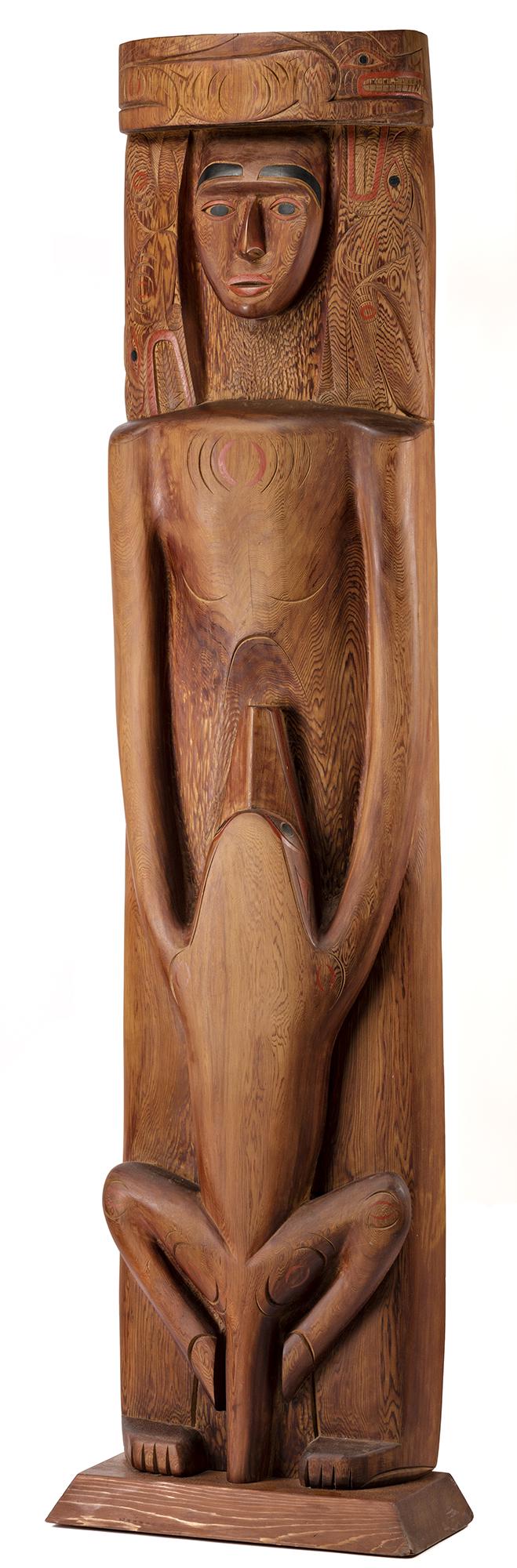 FLOYD JOSEPH TYEE, FIRST NATIONS, Salish Wolf Spirit House Post, 1990 (1 of 4)