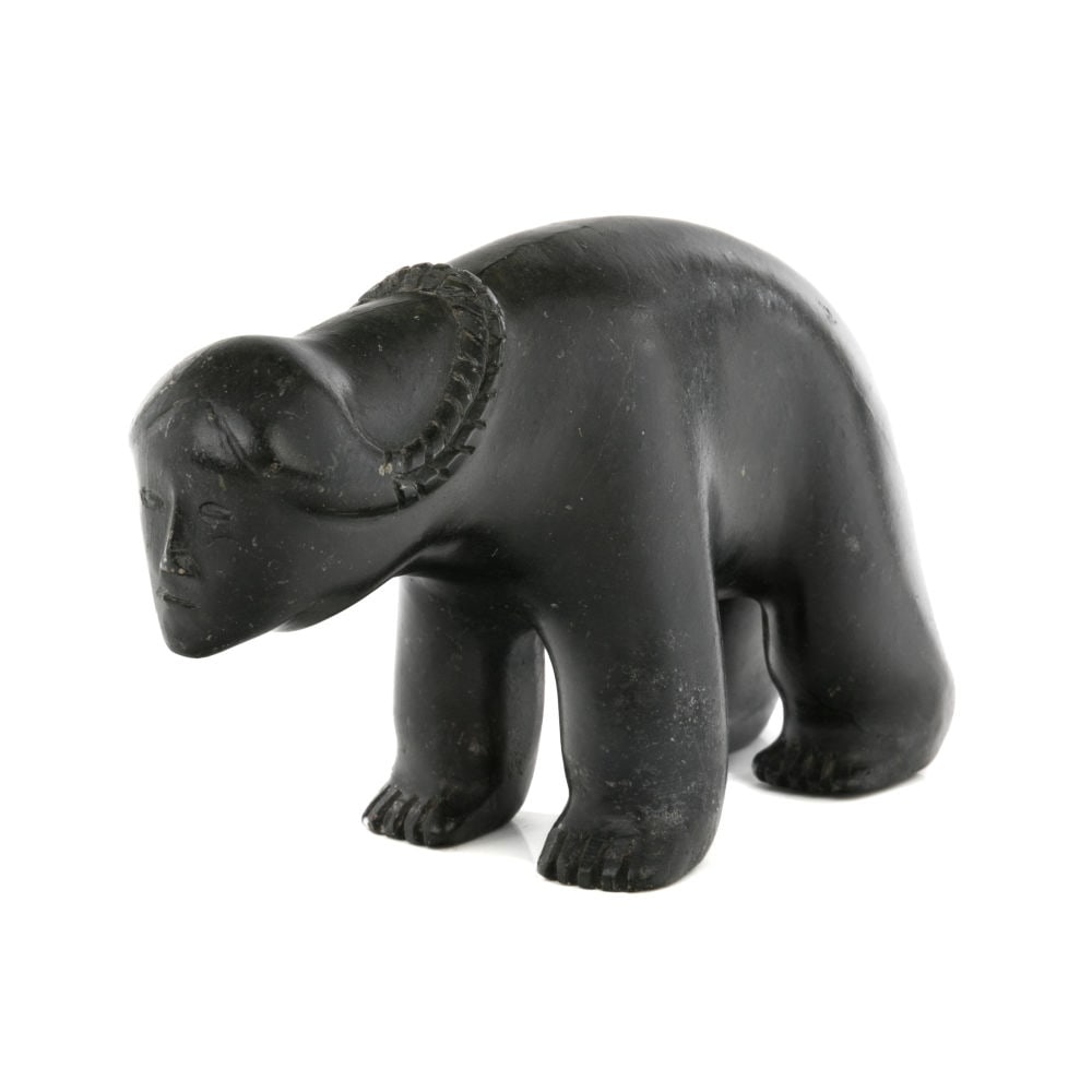 PETER PITSEOLAK, INUIT, Female Shaman Transforming into a Polar Bear, c. 1960: PETER PITSEOLAK (1902-1973) KINNGAIT (CAPE DORSET) Female Shaman Transforming into a Polar Bear, c. 1960 stone, 2.5 x 5.25 x 1.75 in (6.3 x 13.3 x 4.4 cm) unsigned. Provenance Ex. Collection Red Peter