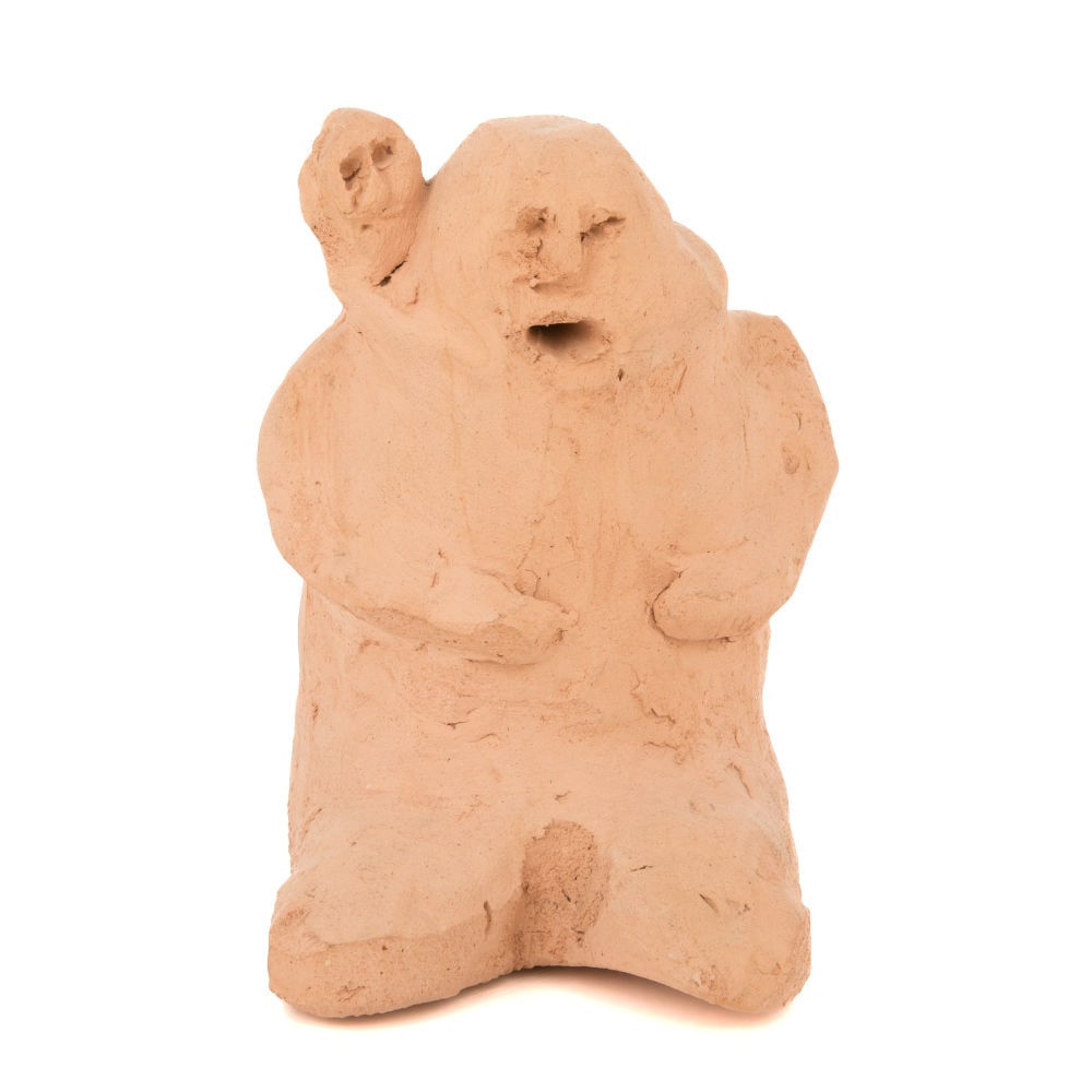 JOHN KAVIK, INUIT, Mother and Child, c. 1970: JOHN KAVIK (1897-1993) KANGIQLINIQ (RANKIN INLET) Mother and Child, c. 1970 unglazed ceramic, 6.5 x 4.25 x 5.5 in (16.5 x 10.8 x 14 cm) unsigned. Provenance Inuit Gallery of Vancouver; Acquired from t