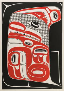 ROBERT DAVIDSON, HAIDA, Seawolf Inside Its Own Dorsal Fin, 1983: ROBERT DAVIDSON (GUUD SANS GLANS), C.M., O.B.C., (1946-) HAIDA, MASSET / WHITE ROCK Seawolf Inside Its Own Dorsal Fin, 1983 serigraph, 40.5 x 28.25 in (103.1 x 72 cm) 62/99 Provenance Spirit Wrestler