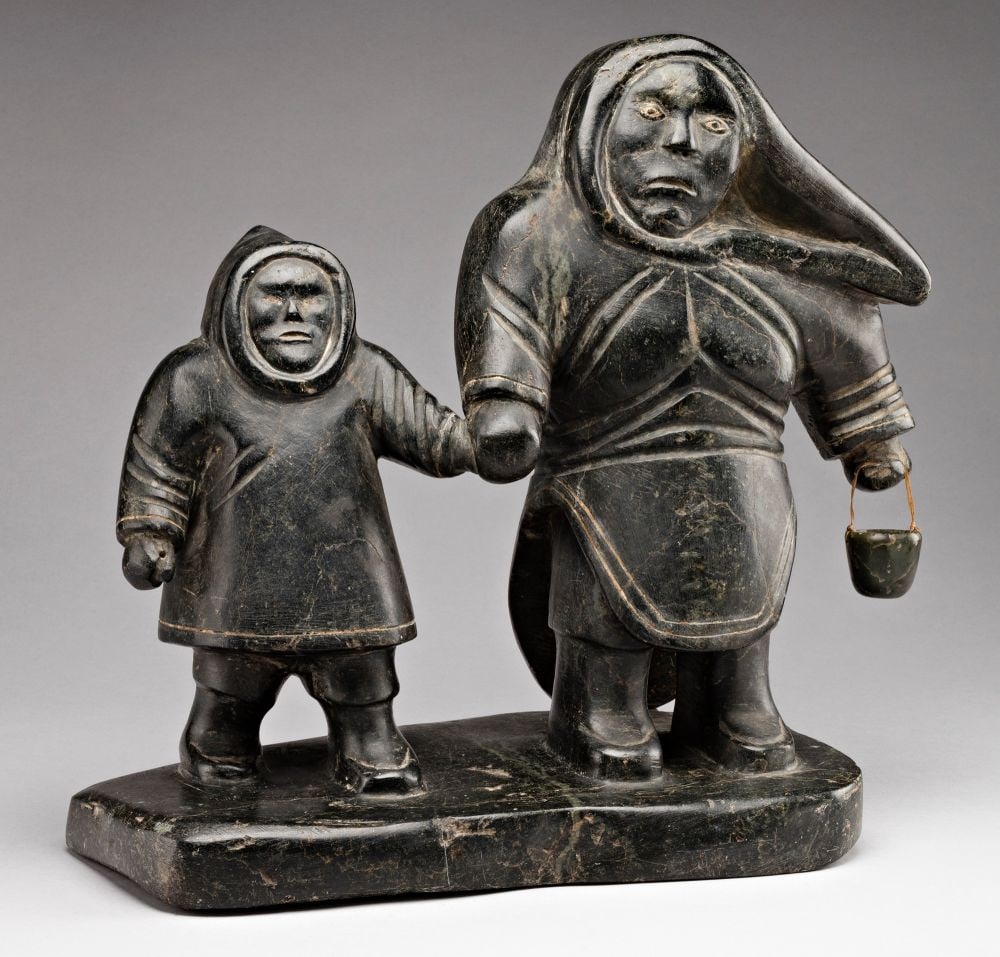 Unidentified Inuit Artist, Standing Woman And Child, C. 195758 Auction