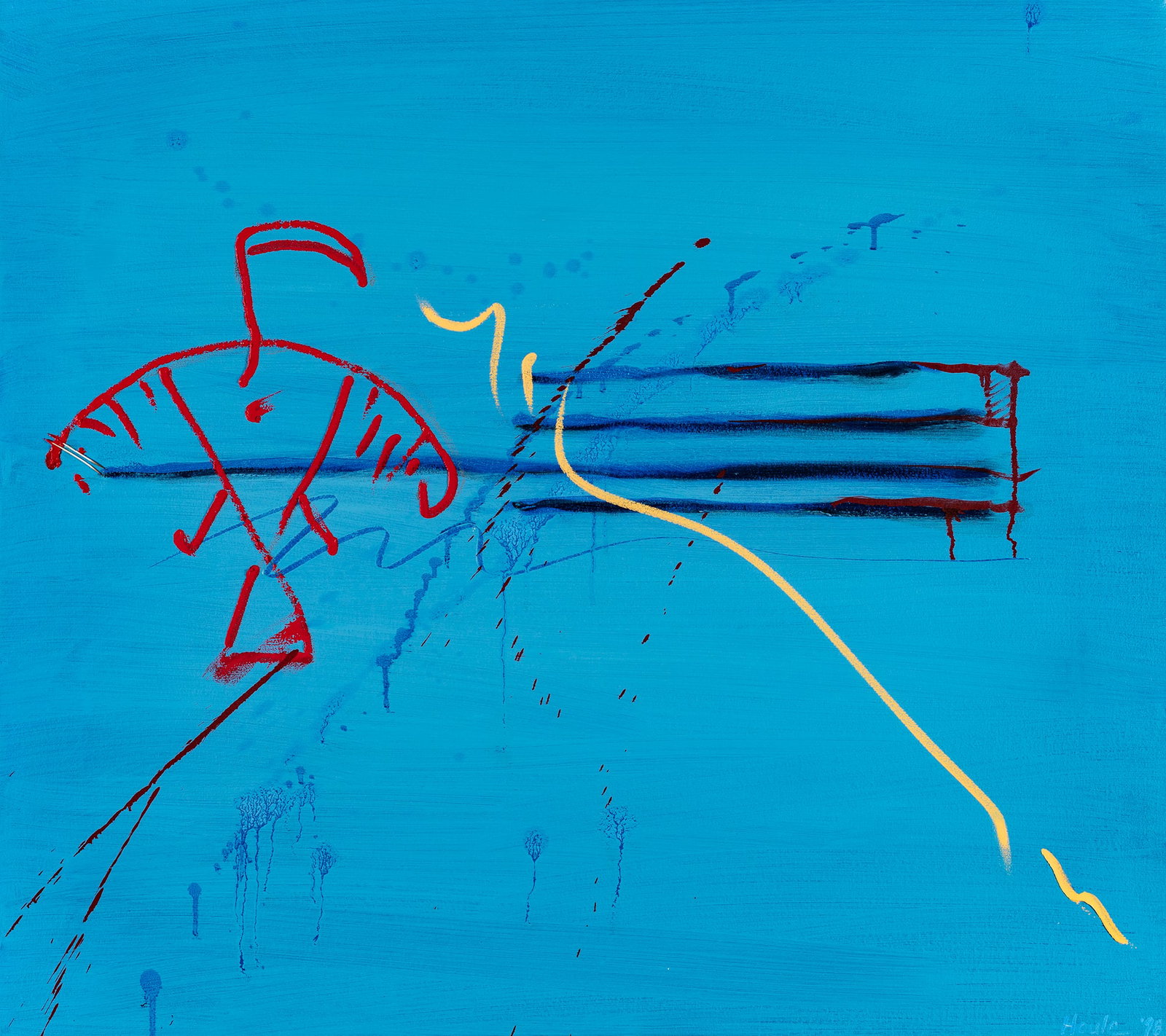 ROBERT HOULE, NAHKAWININIWAK, Untitled (Abstract with Thunderbird on Blue), 1998 (1 of 3)