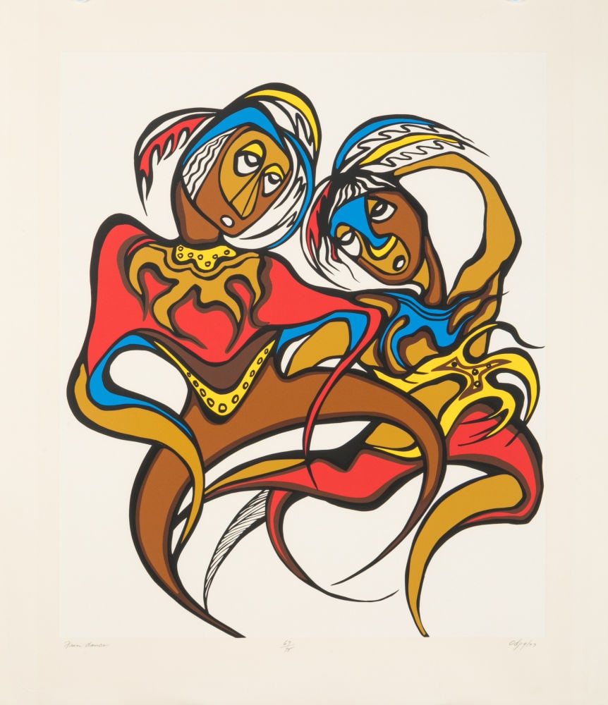 DAPHNE ODJIG, NESHNABÉ, Fun Dance, 1977: DAPHNE ODJIG, C.M., O.B.C. (1919-2016) NESHNABÉ (ANISHINAABE) (POTAWATOMI) Fun Dance, 1977 silkscreen, 29 x 21.5 (73.7 x 54.6 cm) 67/75 Provenance Private Collection, Hamilton; Bequeathed by the abov
