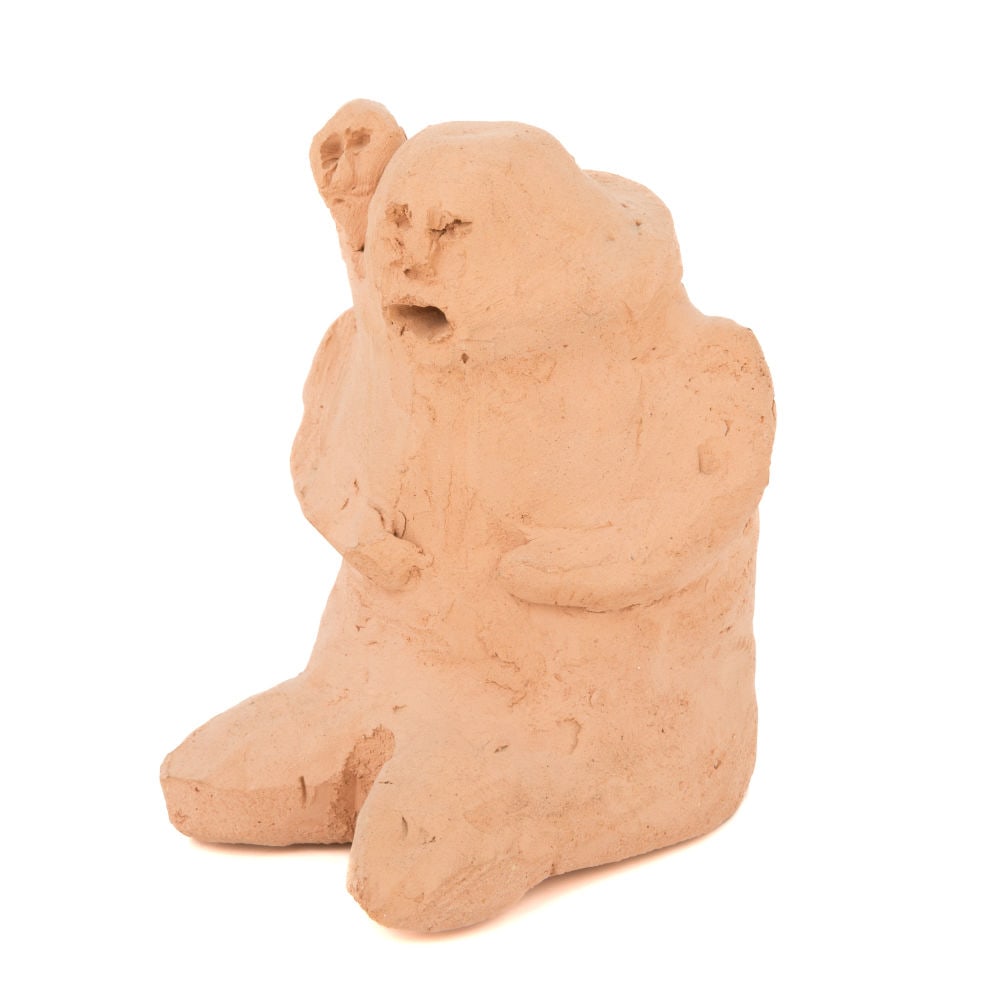 JOHN KAVIK, INUIT, Mother and Child, c. 1970: JOHN KAVIK (1897-1993) KANGIQLINIQ (RANKIN INLET) Mother and Child, c. 1970 unglazed ceramic, 6.5 x 4.25 x 5.5 in (16.5 x 10.8 x 14 cm) unsigned. Provenance Inuit Gallery of Vancouver; Acquired from