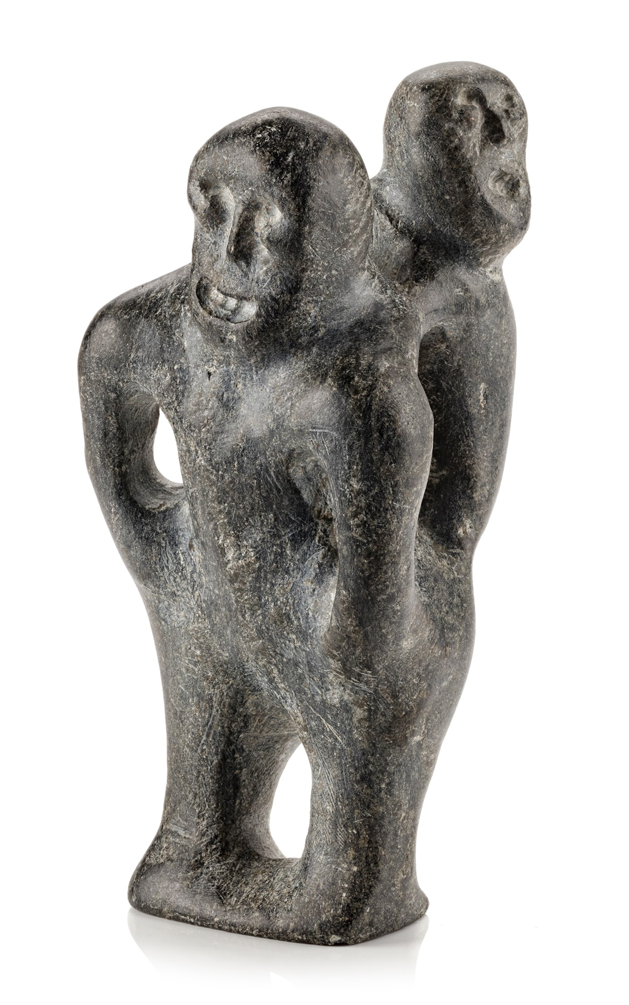 JOHN TIKTAK, INUIT, Mother and Child, c. 1970: JOHN TIKTAK, R.C.A. (1916-1981) KANGIQLINIQ (RANKIN INLET) Mother and Child, c. 1970 stone, 7.5 x 3.75 x 3.25 in (19.1 x 9.5 x 8.3 cm) signed, "ᑎᑕ". Provenance Inuit Gallery of Vancouver;