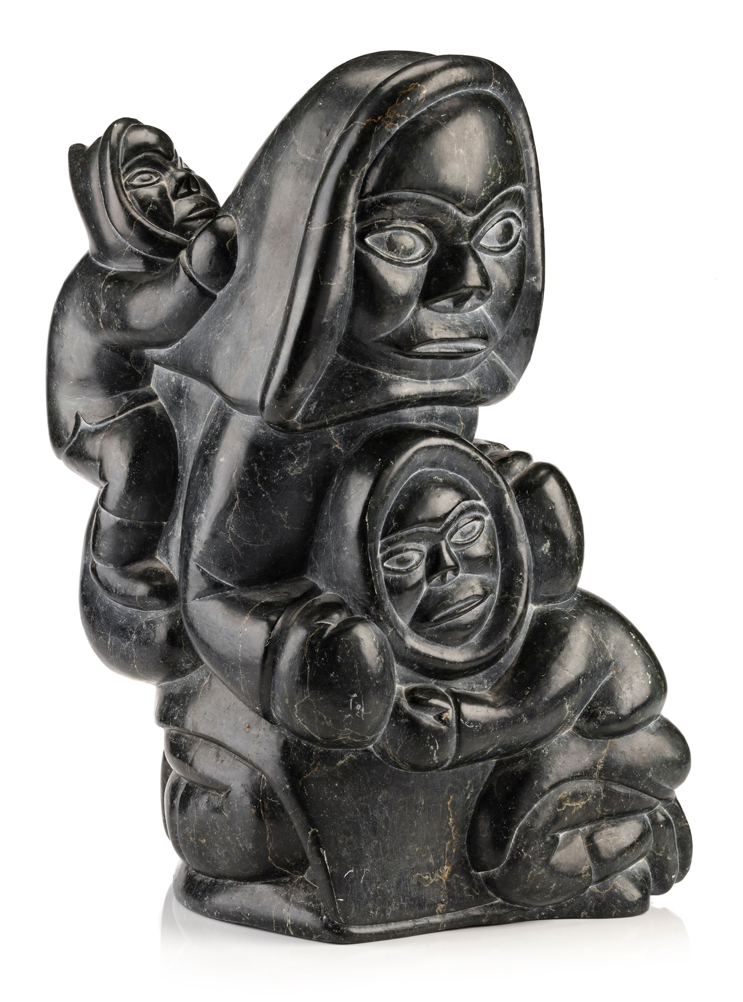 ABRAHAM TALIRUNILI P.O.V., INUIT, Kneeling Mother with Two Children, 1980 (1 of 6)