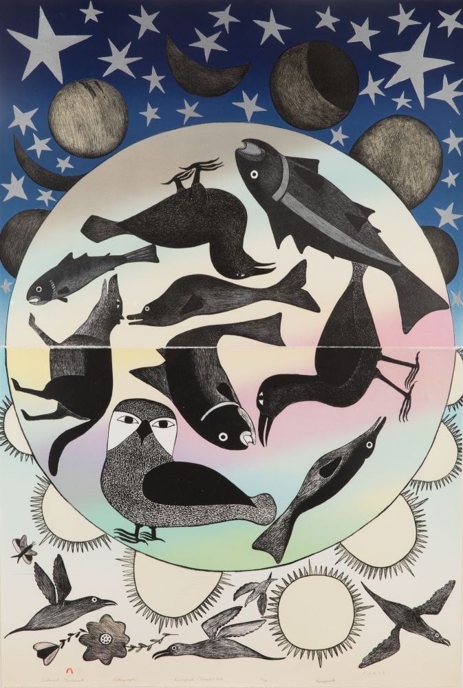 KENOJUAK ASHEVAK, INUIT, Siilavut, Nunavut (Our Environment, Our Land), 1999 (Special Release: KENOJUAK ASHEVAK, C.C., R.C.A. (1927-2013) KINNGAIT (CAPE DORSET) Siilavut, Nunavut (Our Environment, Our Land), 1999 (Special Release Printmaker: PITSEOLAK NIVIAQSI, R.C.A. (1947-2015) KINNGAIT (CAPE