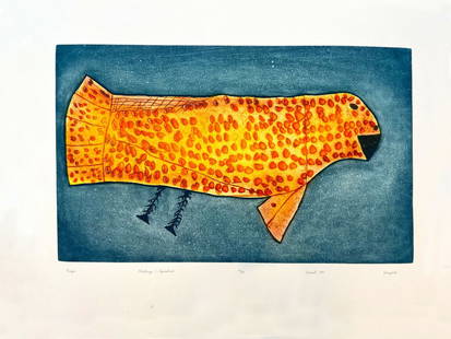 SHEOJUK ETIDLOOIE, INUIT, Puigi (Creature from the Sea), 1999 (Special Release): SHEOJUK ETIDLOOIE (1932-1999) KINNGAIT (CAPE DORSET) Puigi (Creature from the Sea), 1999 (Special Release) Printmaker: STUDIO PM, Montreal etching and aquatint, sheet: 26.75 x 39.25 in (67.9 x 99.7