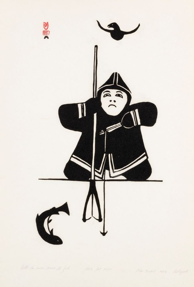 JOSEPHIE POOTOOGOOK, INUIT,  With the Raven Comes the Fish, 1959 #26 (1 of 1)