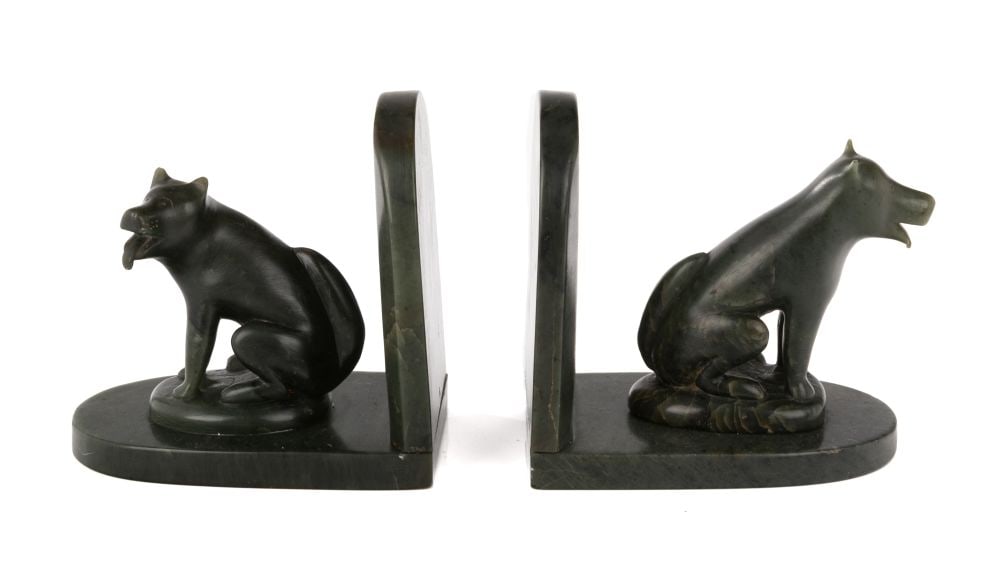 SAMSON NASTAPOKA, INUIT, Book Ends with Pups, late 1950s (1 of 6)