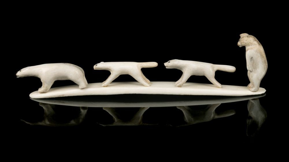 UNIDENTIFIED INUIT ARTIST, Follow the Leader (Polar Bears and Foxes), c. 1970s (1 of 5)