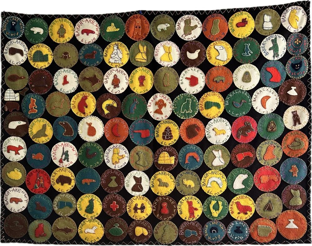 MELANIE QILLULAQ, INUIT, Untitled Work on Cloth (Emblems of Qamani'tuaq [Baker Lake]), c. 1974 (1 of 1)