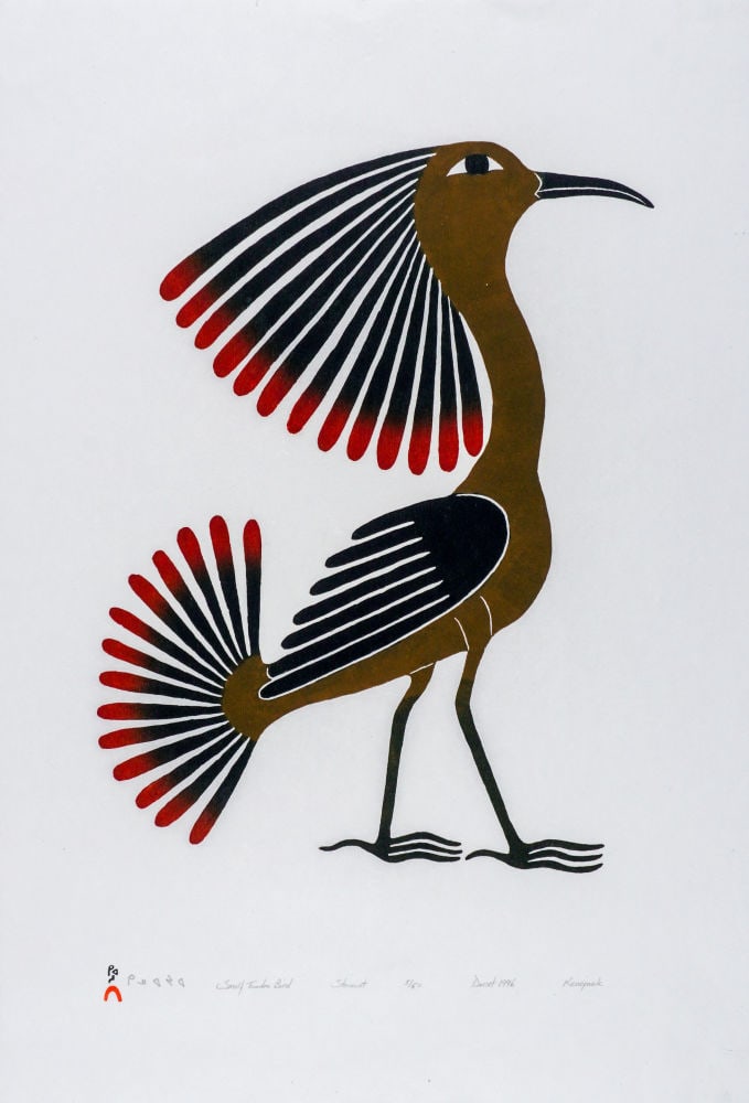KENOJUAK ASHEVAK, INUIT, Small Tundra Bird, 1996 #10: KENOJUAK ASHEVAK, C.C., R.C.A. (1927-2013) KINNGAIT (CAPE DORSET) Small Tundra Bird, 1996 #10 Printmaker: QIATSUQ NIVIAQSI (1941-) KINNGAIT (CAPE DORSET) stonecut, 24.5 x 16 in (62.2 x 40.6 cm) 5/50 R