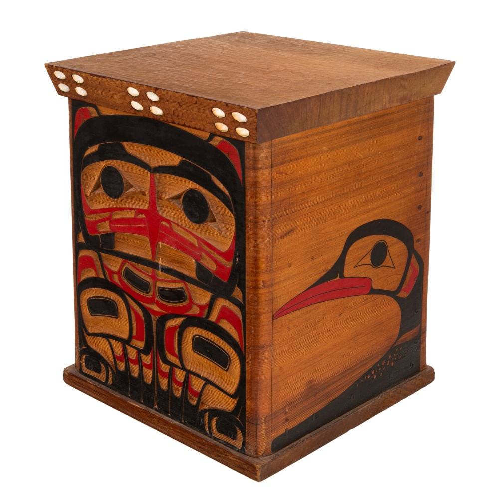 ROY HENRY VICKERS, FIRST NATIONS, The Blind Hunter's Box (Carved and Painted Lidded Box), 1984 (1 of 6)