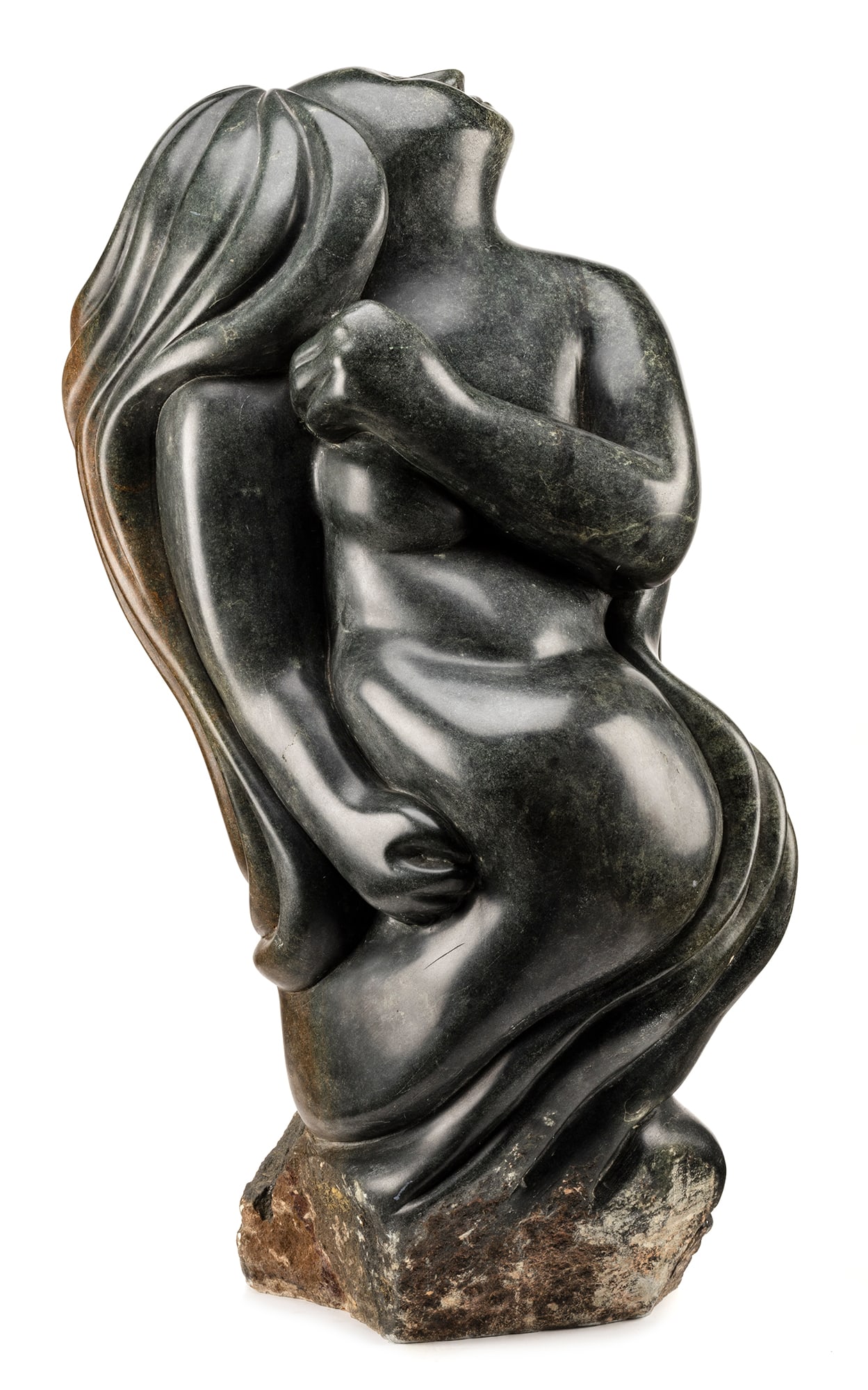 ABRAHAM ANGHIK RUBEN, INUIT, Sedna, late 1990s: ABRAHAM ANGHIK RUBEN, O.C. (1951-) PAULATUK / SALT SPRING ISLAND, B.C Sedna, late 1990s stone, 30.75 x 17.5 x 11.5 in ( 78.1 x 44.5 x 29.2 cm) unsigned Provenance Private Collection, Toronto As a mat