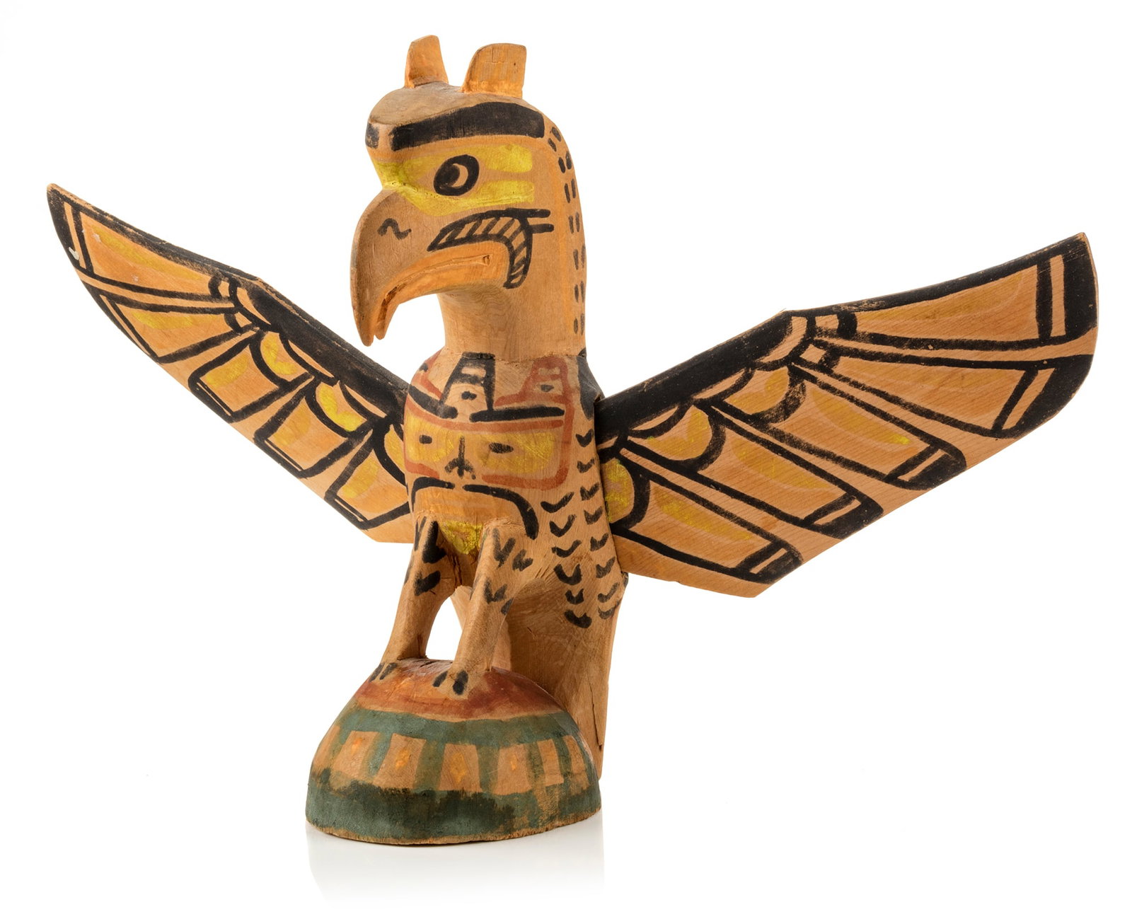 CHARLIE JAMES (YAKUDLAS), FIRST NATIONS,Thunderbird Figure, c. 1920s: CHARLIE JAMES (YAKUDLAS) (1867-1937 or 1938) KWAKWA̱KA̱ʼWAKW Thunderbird Figure, c. 1920s cedar wood and pigment, 6 x 9 x 3 in (15.2 x 22.9 x 7.6 cm) signed, “CHARLIE / JAMES"; si
