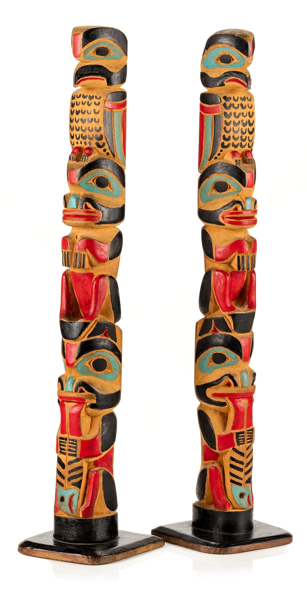 JOHN MICHAEL, FIRST NATIONS, Pair of Model Totem Poles, c. 1920s (1 of 4)