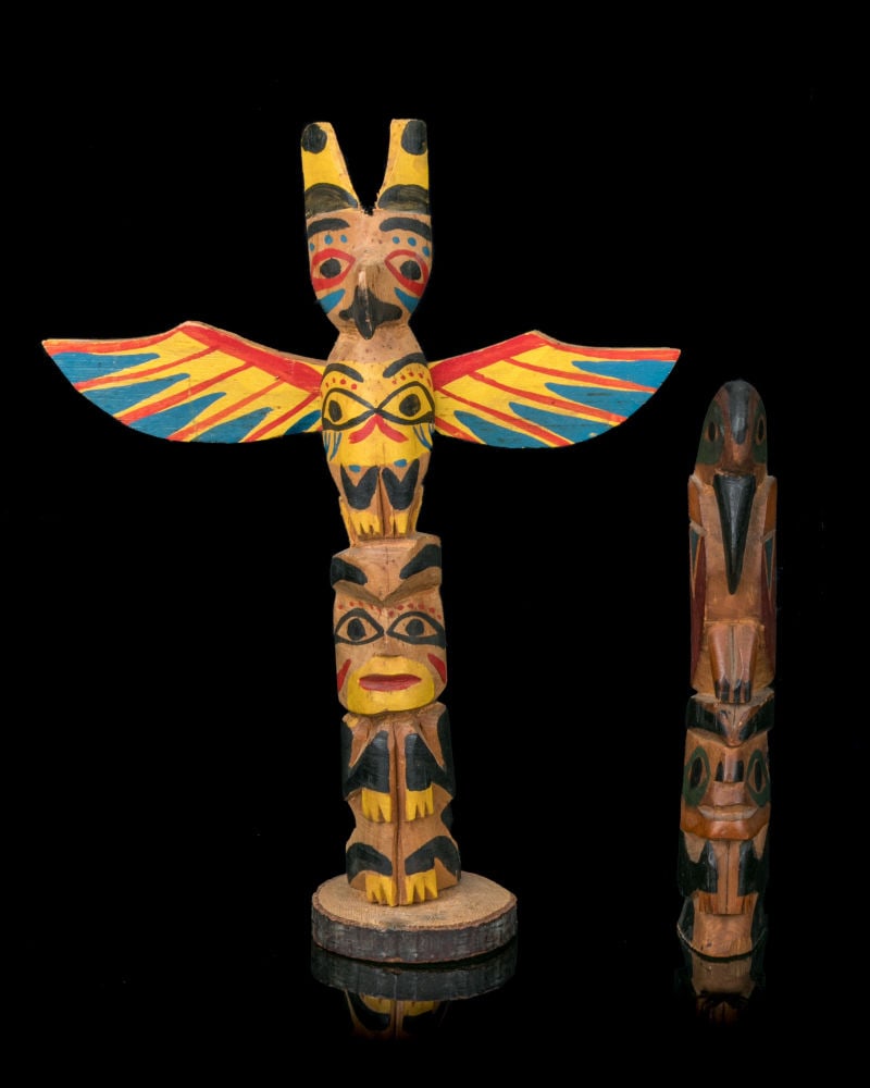 UNKNOWN NUU-CHAH-NULTH CARVERS, Two Model Totem Poles, c. 1930s / 1940s (1 of 5)