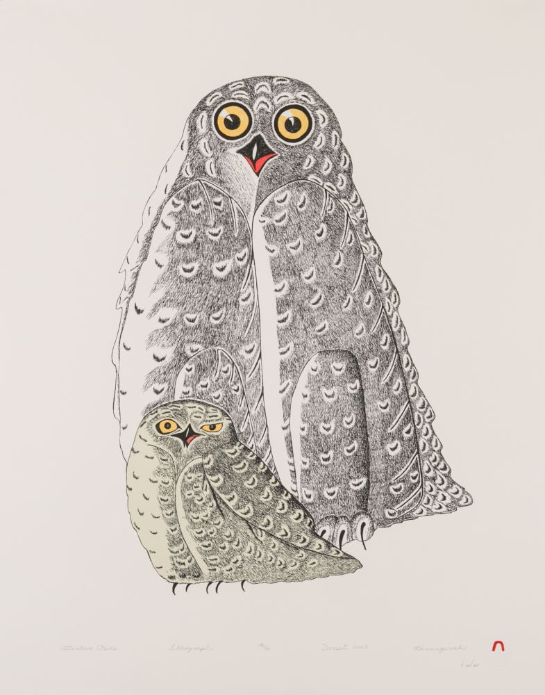 KANANGINAK POOTOOGOOK, INUIT, Attentive Owls, 2002 #8 (1 of 1)