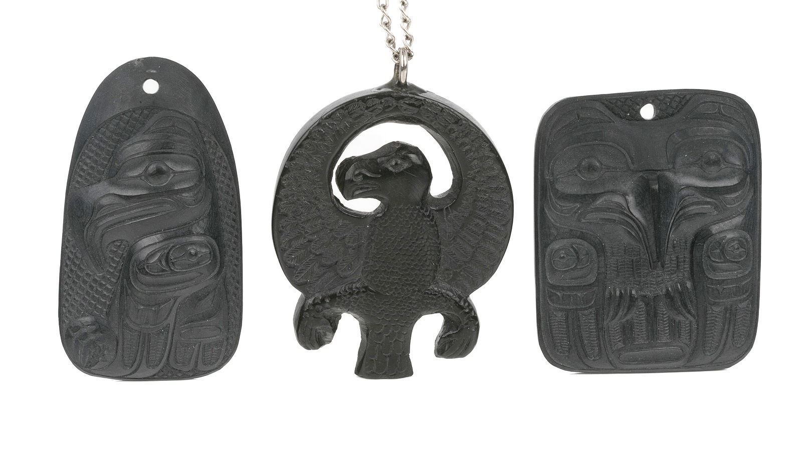 CLAUDE DAVIDSON, & ED RUSS, HAIDA, Three Pendants, 1974 & c. 1970s (1 of 8)
